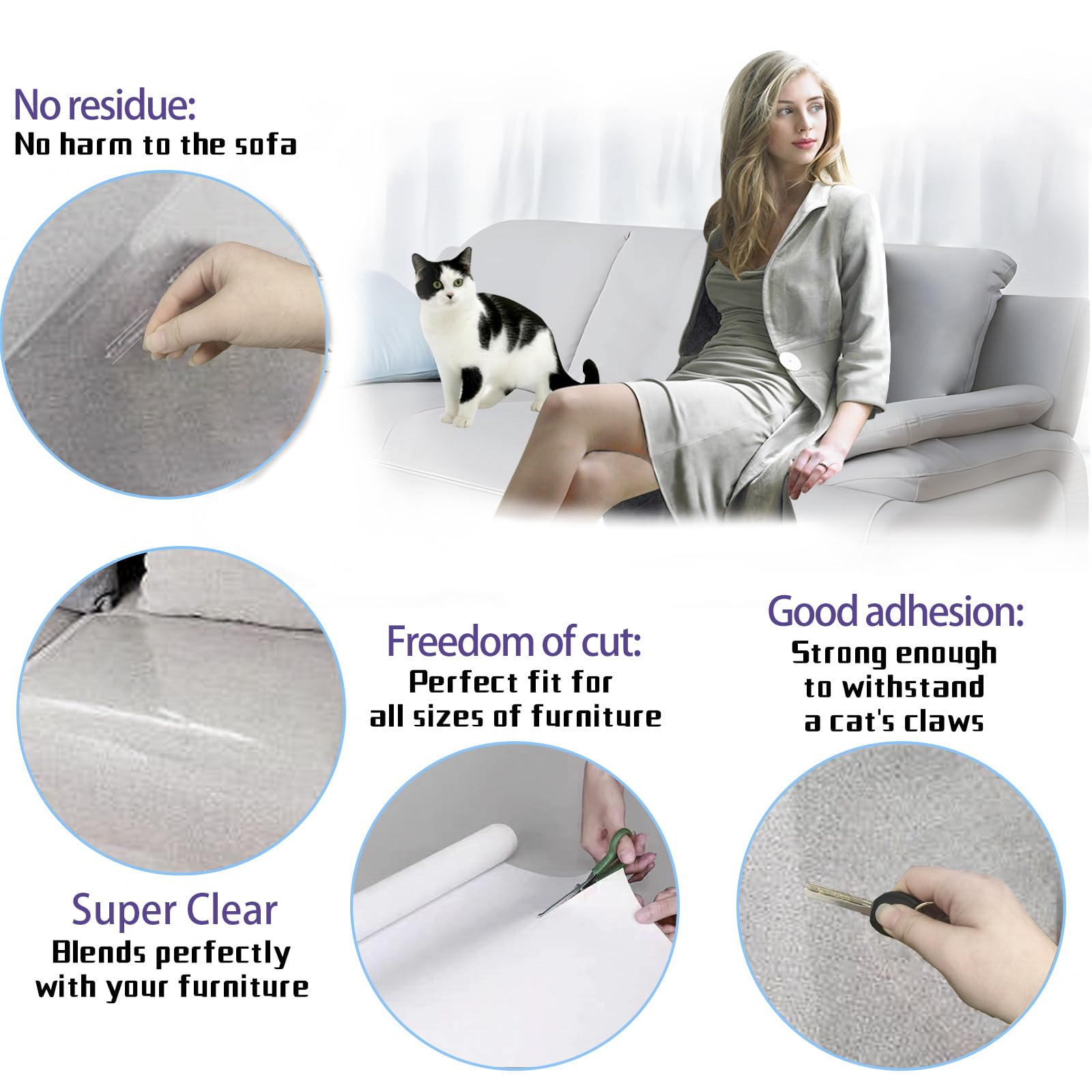 Cat Proof Furniture Protectors - 8PCS Heavy Duty Cat Proof Furniture Protectors, Use for Sofa, Door & Wall Guards Stop Cats Claw