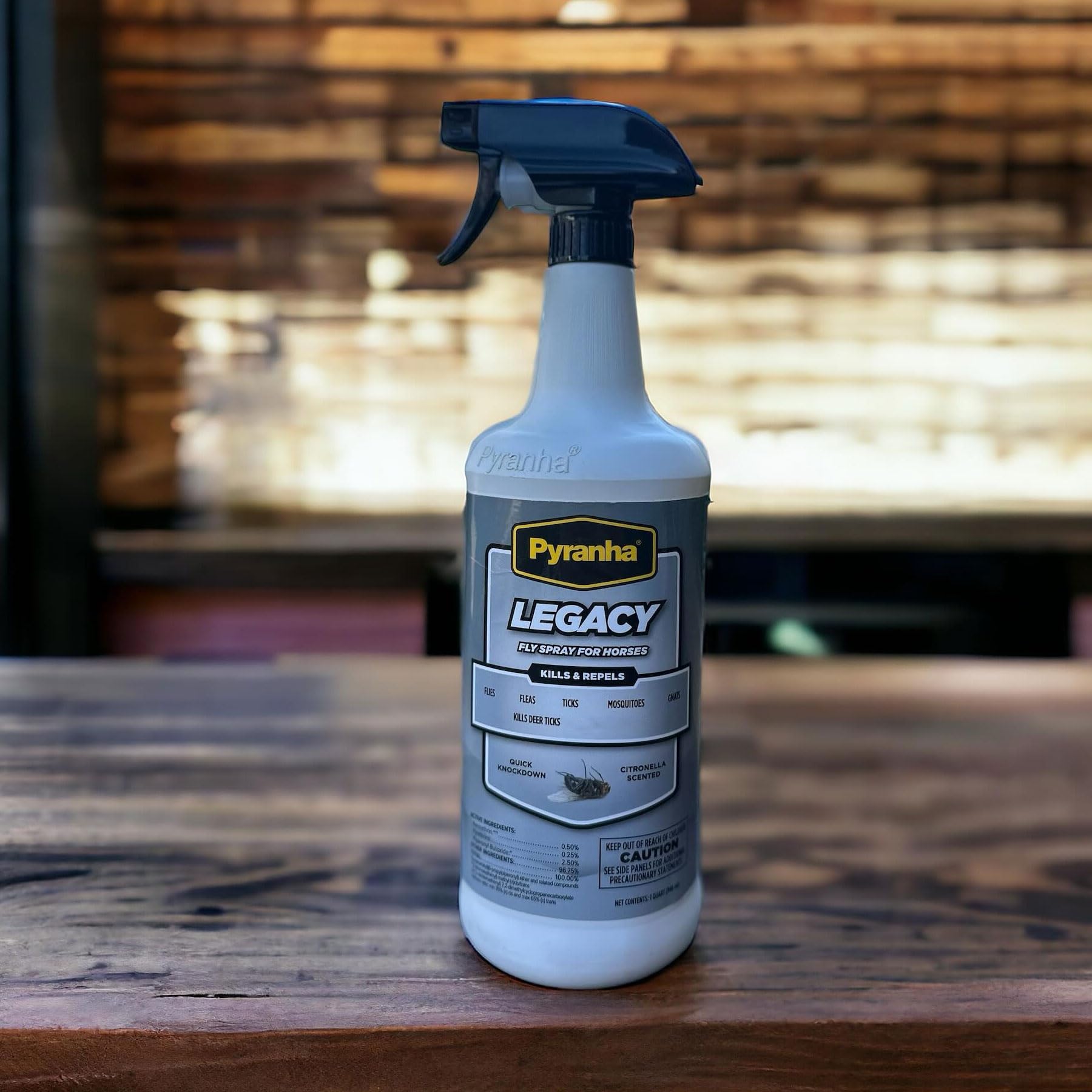 PYRANHA Legacy Fly Spray for Horses - Water-Based Long Lasting Fly Control Repels Horn, Deer, Horse, House, Stable, & Face Flies