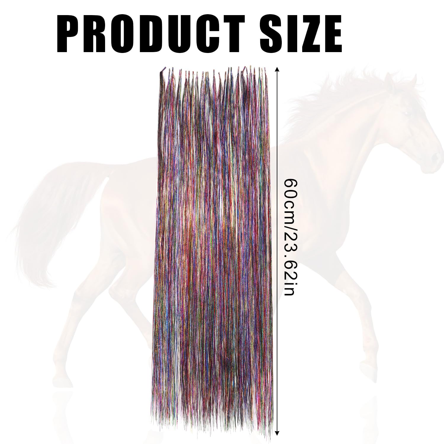 Xihircd 25Pcs Horse Bling Accessories, 23.6' Multicolored Glitter Horse Hair Tassel Hair Extensions Horse Mane And Tail Bling Horse Hair Decorations For Western Wedding Bride Horses