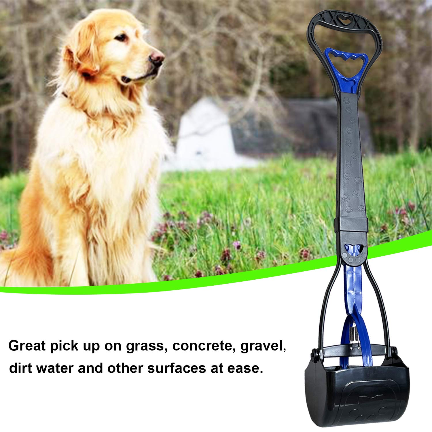 Ienjoyed Non-Breakable Pooper Scooper For Large Small Dogs Heavy Duty,High Strength Material Dog Poop Scooper For Grass,28'Long Handled Dog Poop Pick Up Tool