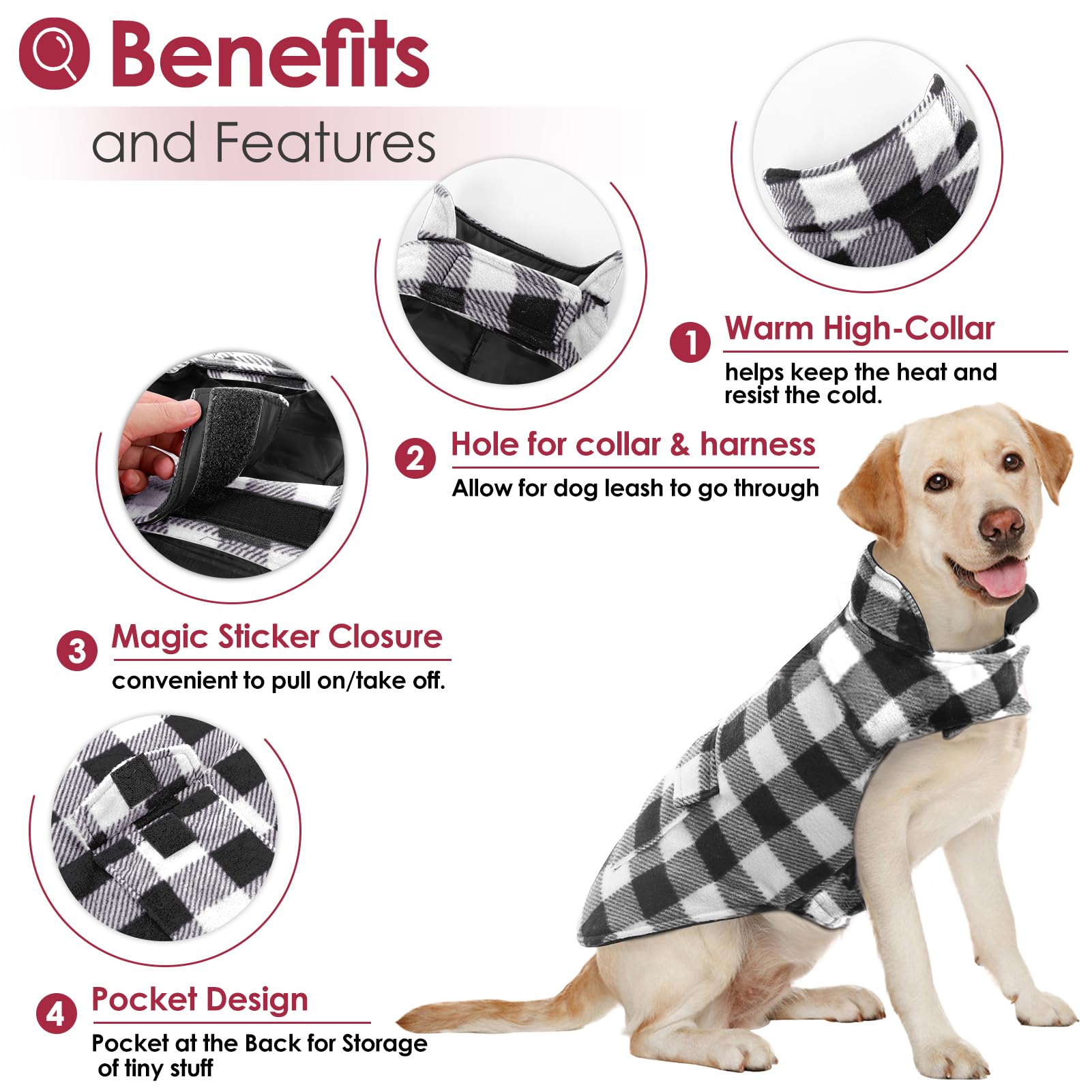AOFITEE Reversible Dog Cold Weather Coat, Warm Puffer Jacket, Waterproof Winter Coat for Small Medium and Large Dogs