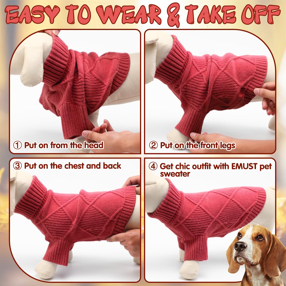 Emust Large Dog Sweater, Cozy Dog Sweaters For Large Dogs With Sleeves, Stretchable Dog Clothes For Christmas & Holiday, Red Xxl