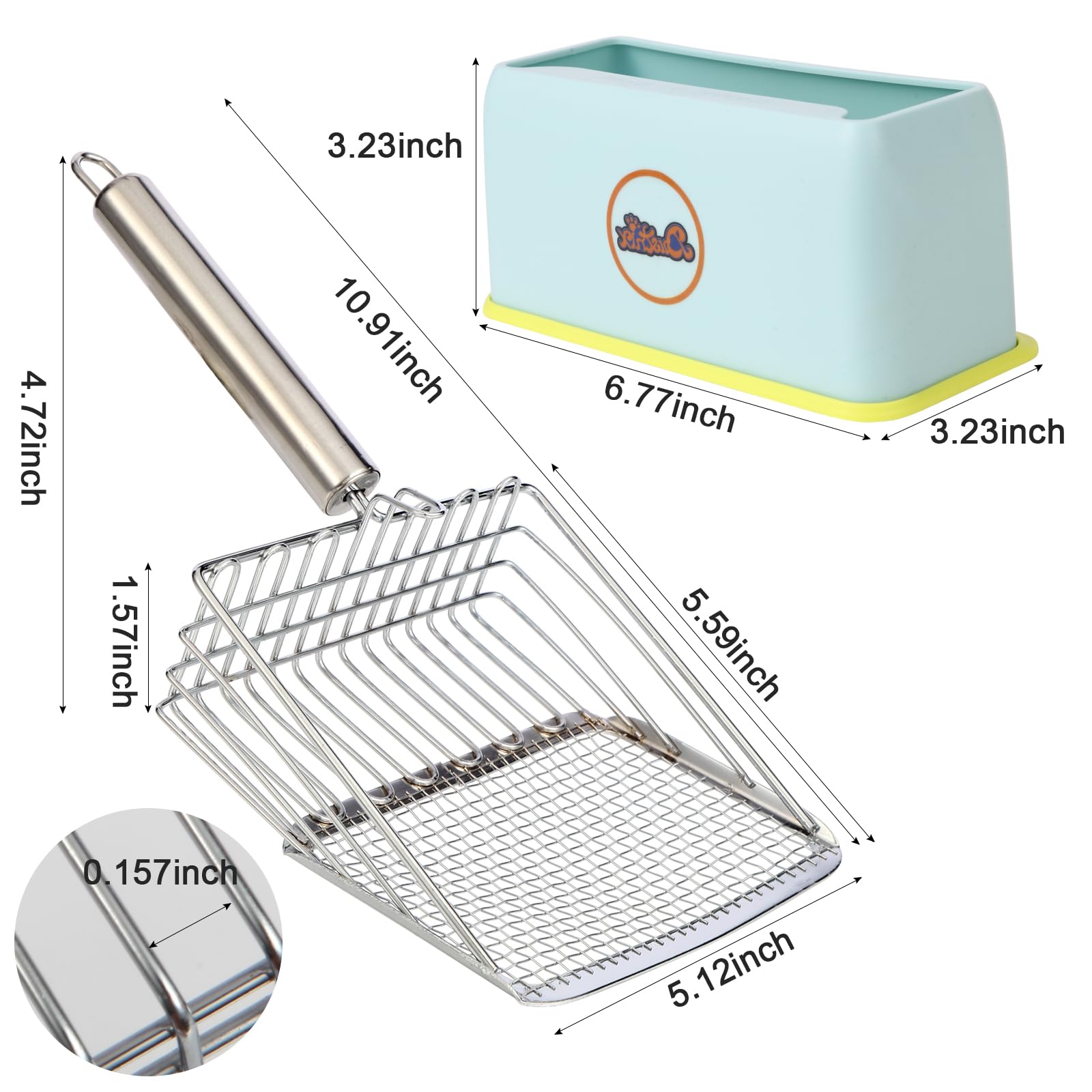 Dustnix Cat Litter Scoop, Metal Cat Litter Scoopers, Deep Shovel,Cat Litter Sifter, Kitten Poop Sifting,Heavy Duty Speed Sifter