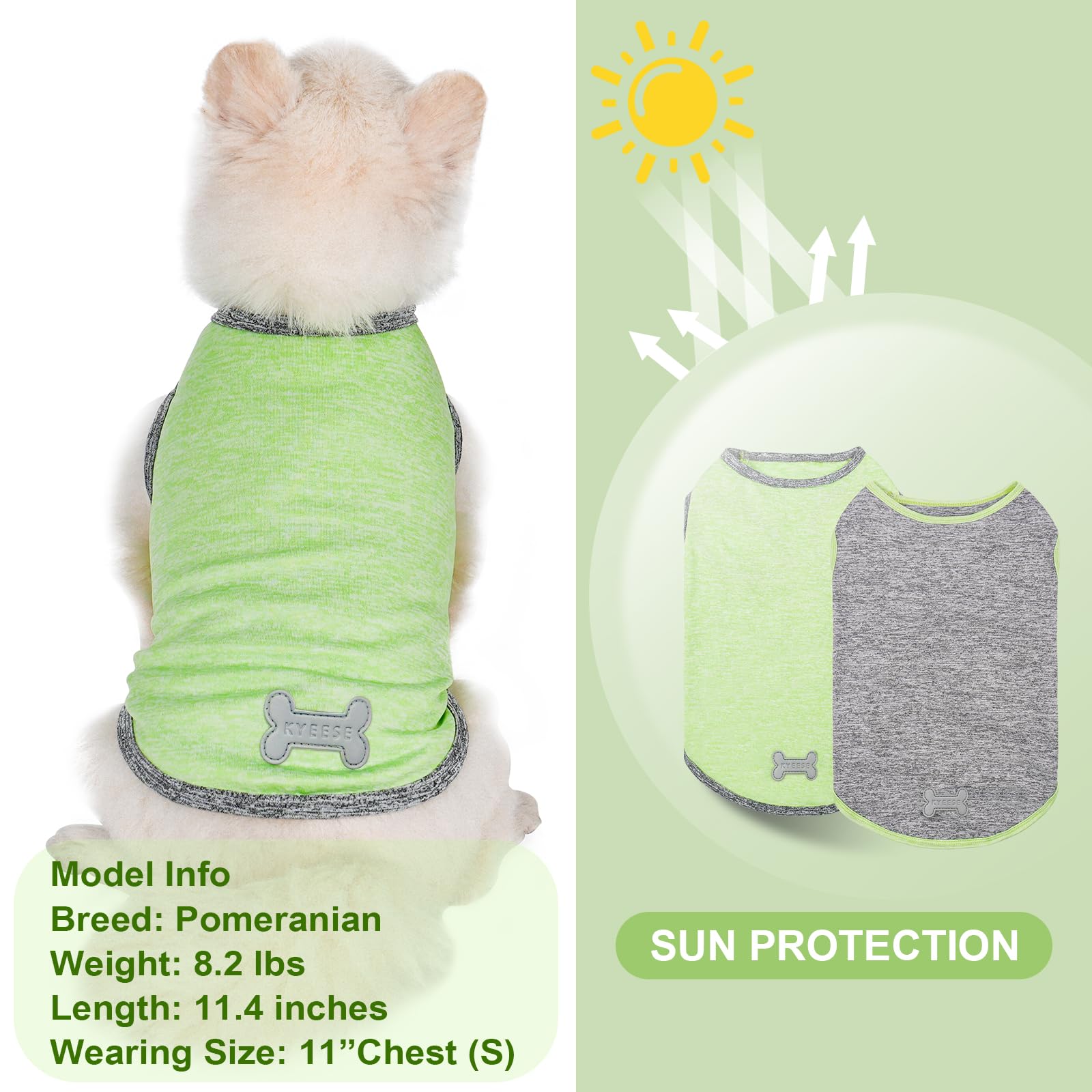 Kyeese 2Pack Dog Shirts Stretchy Sleeveless Vest With Reflective Label Quick Dry Pet Shirt For Small Dogs Sun Protection Dog T S