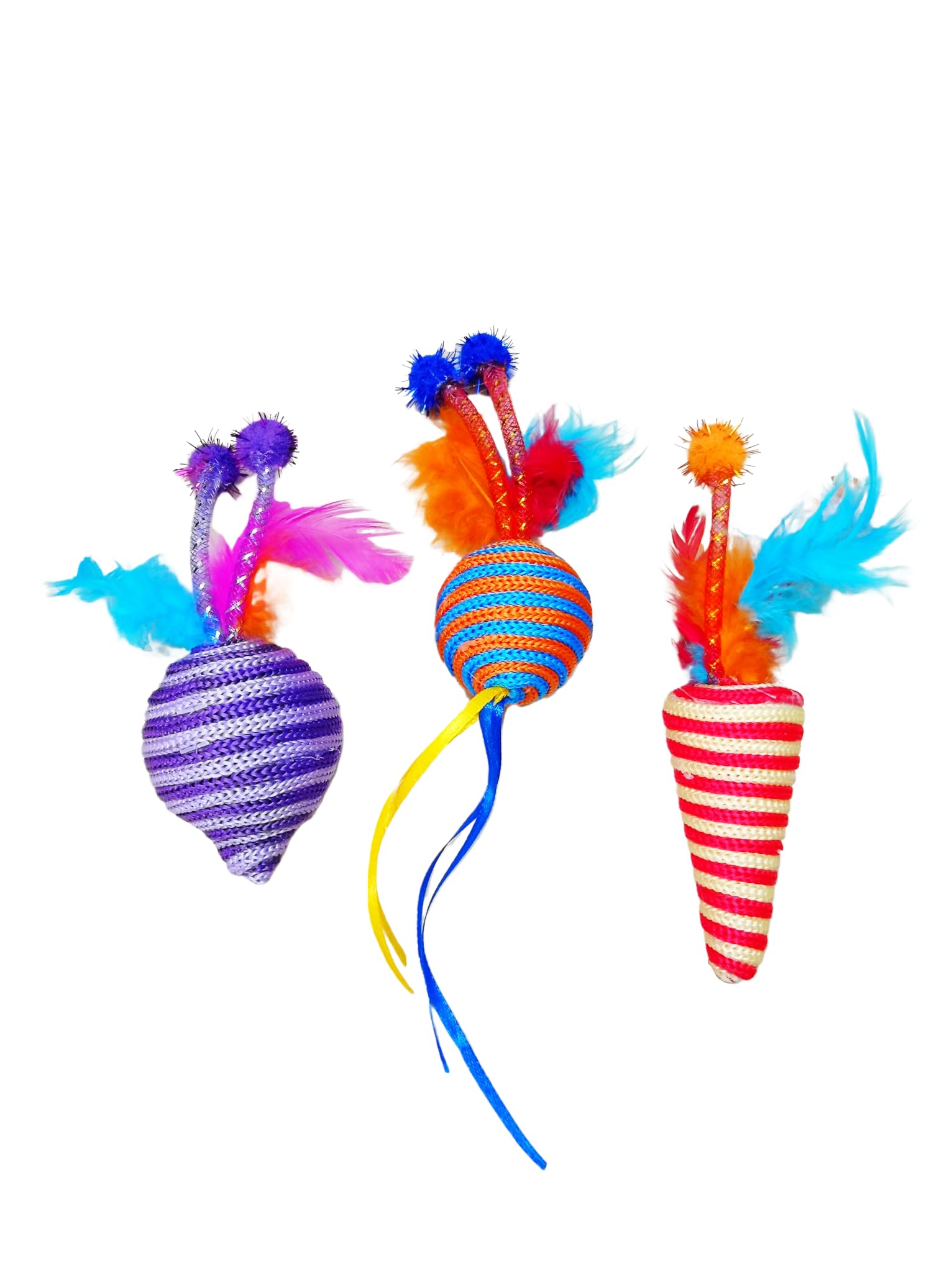 Psk Pet Mart 3 In 1 Cat Toys Kitten Toys Combo Tail Pulling Mice | Sisal Latto | Knitted Ball  Combo Of 3