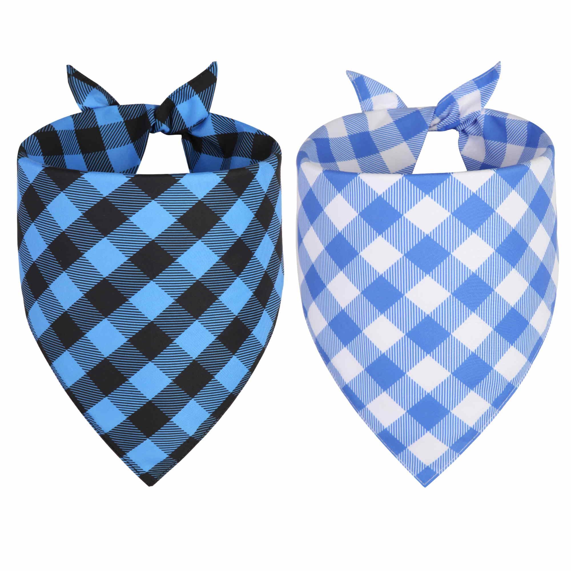 Ququle Dog Bandana Boy Xlarge 2Pcs, Blue Summer Spring Scarf, Durable Triangle Reversible Bibs Handkerchief For Puppy Pet