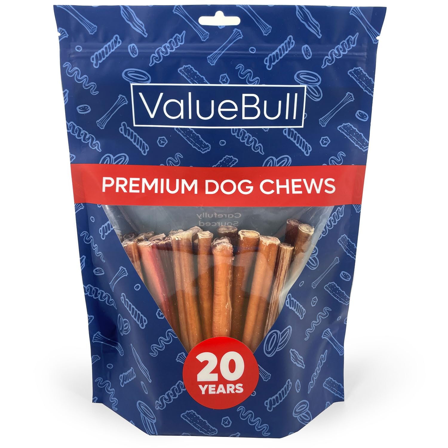 ValueBull Bully Sticks for Dogs, Thick 6 Inch, 25 Count - All Natural Dog Treats, 100% Beef Pizzles, Single Ingredient