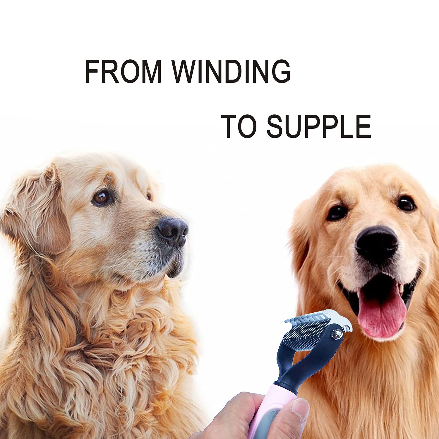 Double-Sided Undercoat Rake Comb And Flea Comb Set For Pet Grooming - Dematting Tool For Dogs And Cats (Pink/11-Tooth)