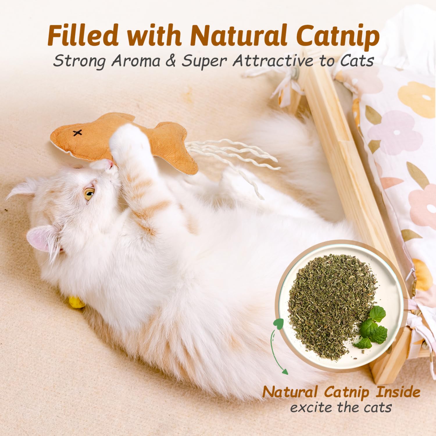 Nobleza Catnip Toys For Indoor Cats, 6 Pack Cute Teething Chew Kitten Toys, Interactive Plush Bite Resistant Cat Toys With Crink