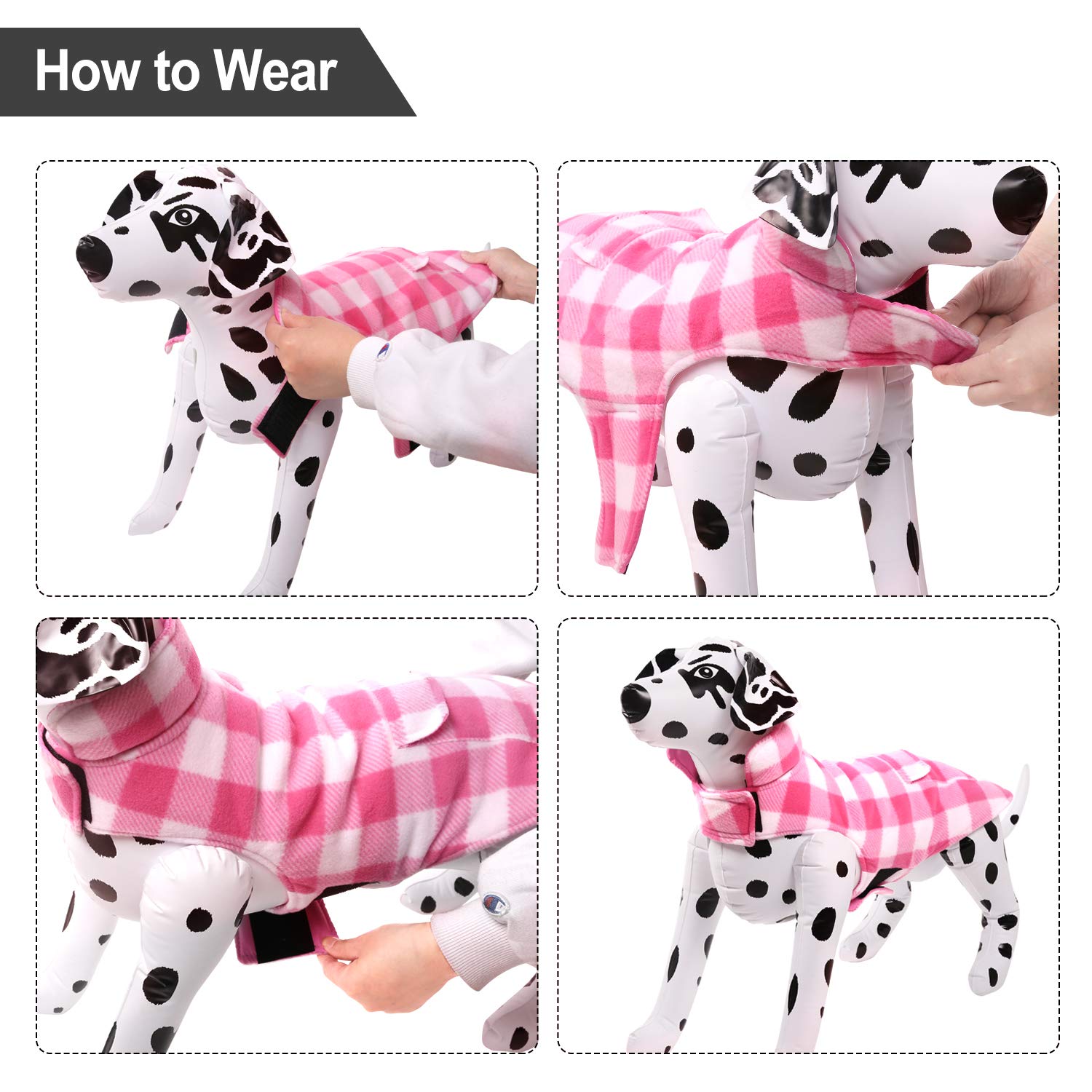 ASENKU Dog Winter Coat, Dog Fleece Jacket Plaid Reversible Dog Vest Waterproof Windproof Cold Weather Dog Clothes Pet Apparel fo