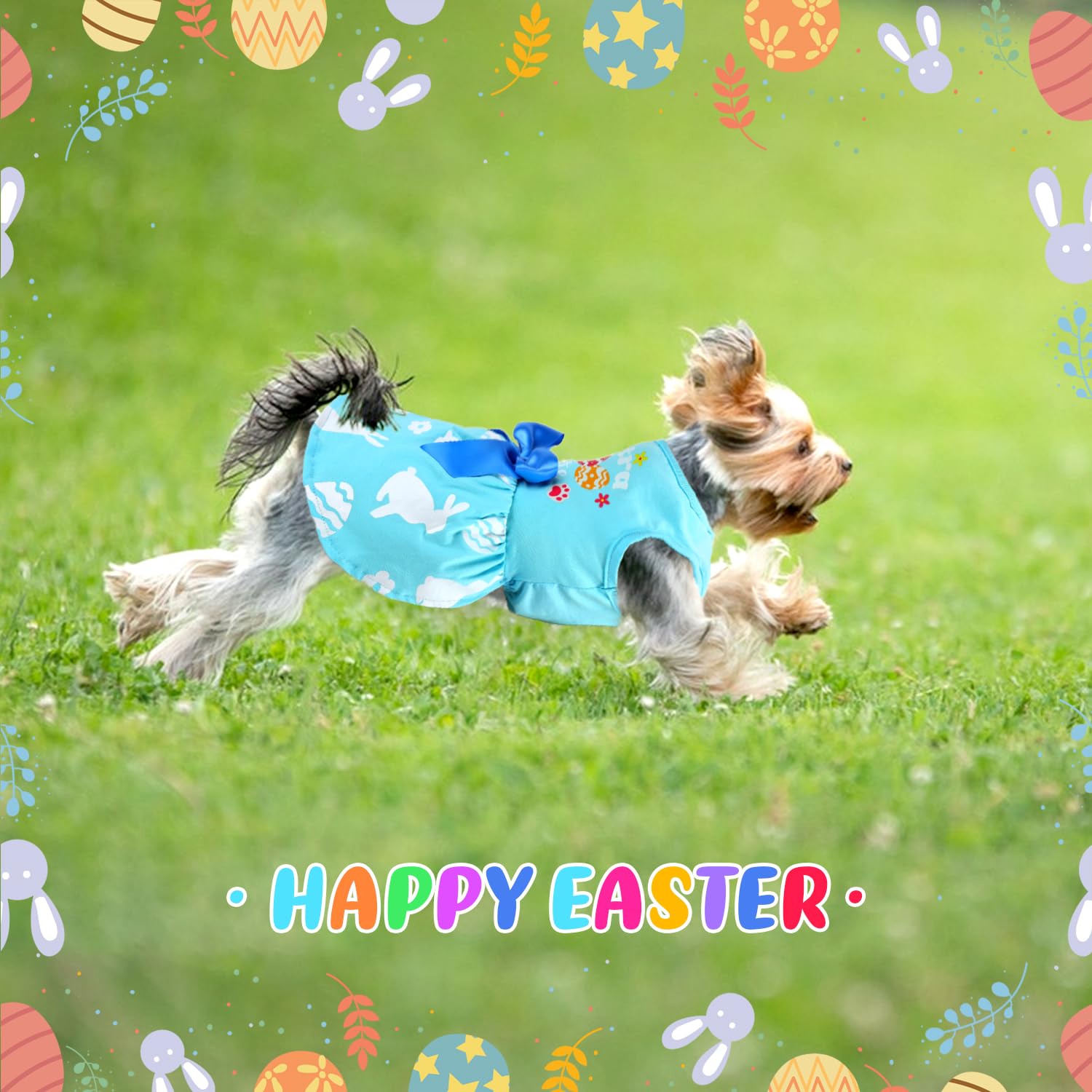 Baobicute Dog Easter Outfit - Cute Happy Easter Day Dress - Bunny Eggs Easter Dog Cat Clothes - Pink Tulle Pet Doggie Apparel -