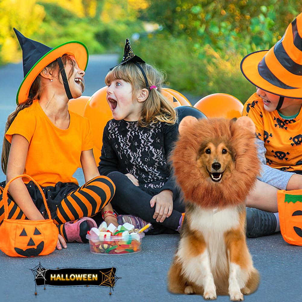 Vivifying Lion Mane For Dog, Adjustable Halloween Dog Lion Costume Wig With Ears For Medium And Large Dogs, Realistic & Funny Dog Accessory Perfect For Parties And Photoshoots (Large, Dark Brown)