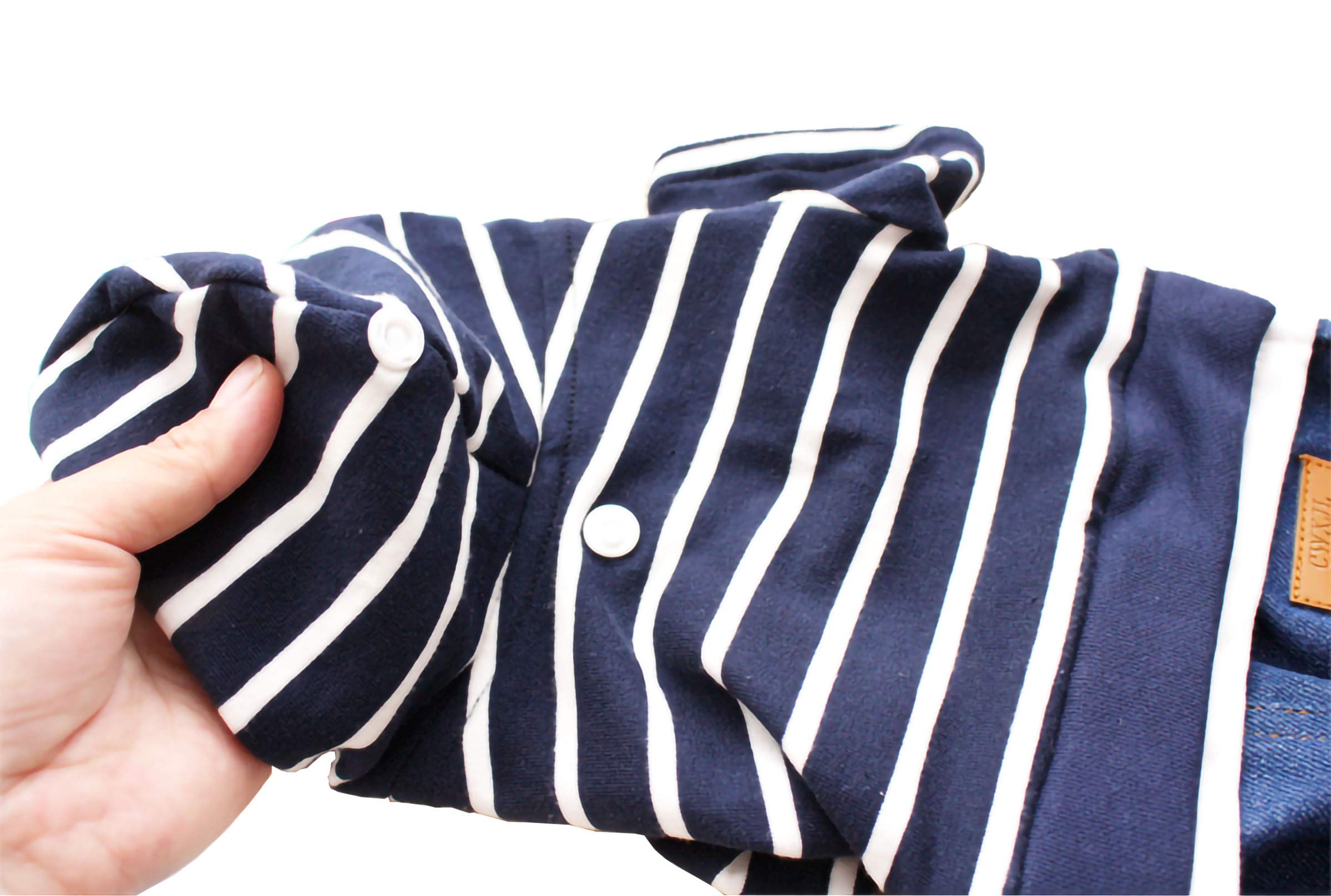 Pet Denim Stripe Jumpsuit Dog Clothes Adorable Puppy Jeans Pet Coat For Small Medium Dog Apparels Dog Hoodies Coat Machine Washable (Xs Weight (2~3Lb) | Chest (~11'), Blue)