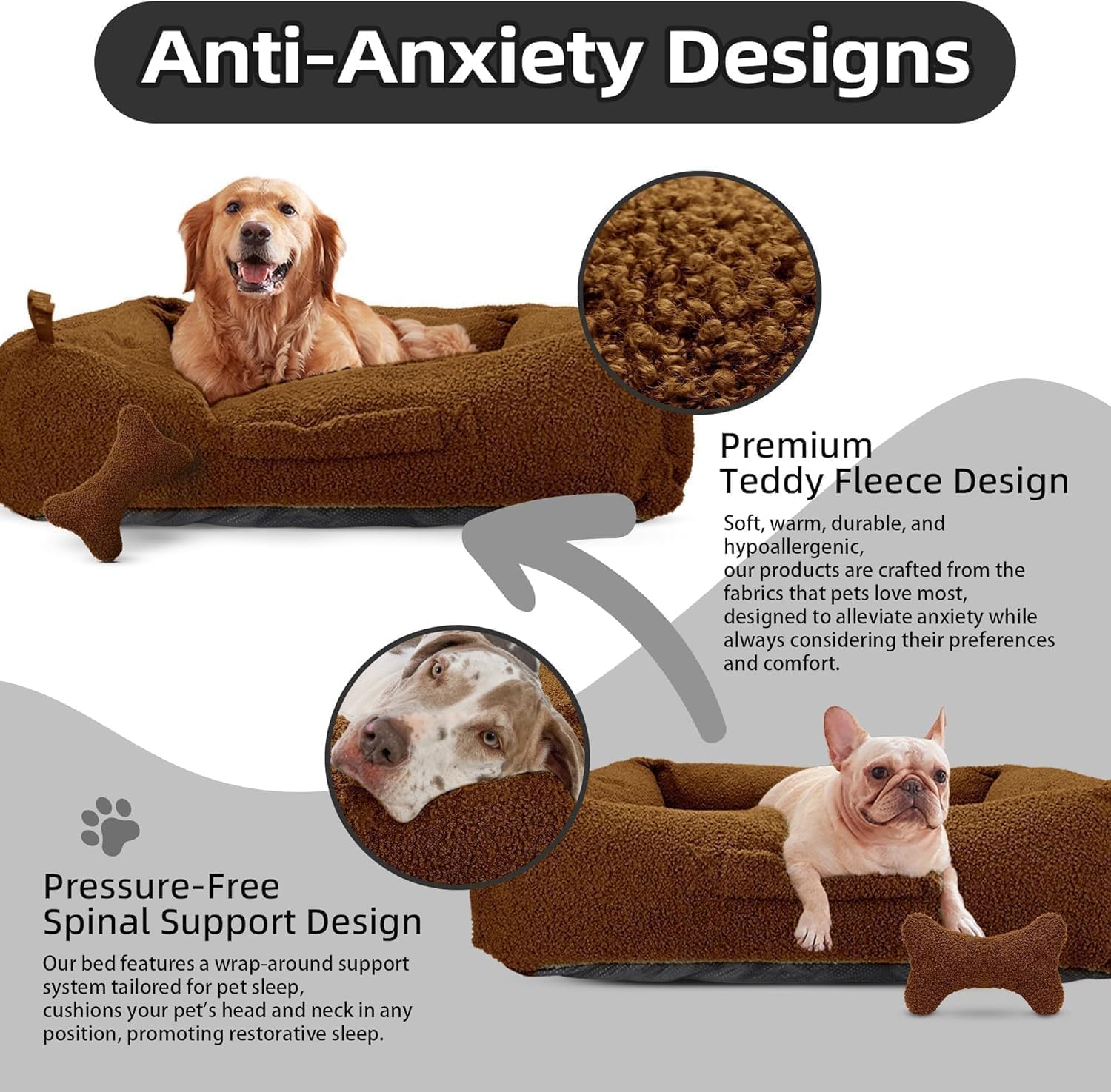 Sytopia Medium Dog Bed 36'', Calming Donut Bed For Indoor Cats Large With Removable Washable Cover, Cozy Soft Round Pet Bed With