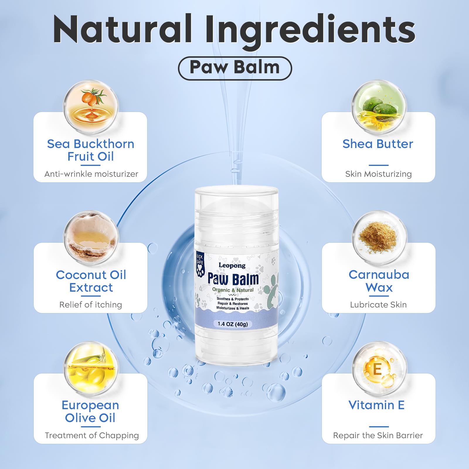 Leopong Dog Paw Balm, Moisturizer & Protection For Cracked Dry & Damaged Paws, Nose & Elbows Natural Lick Safe Dog Nose Balm