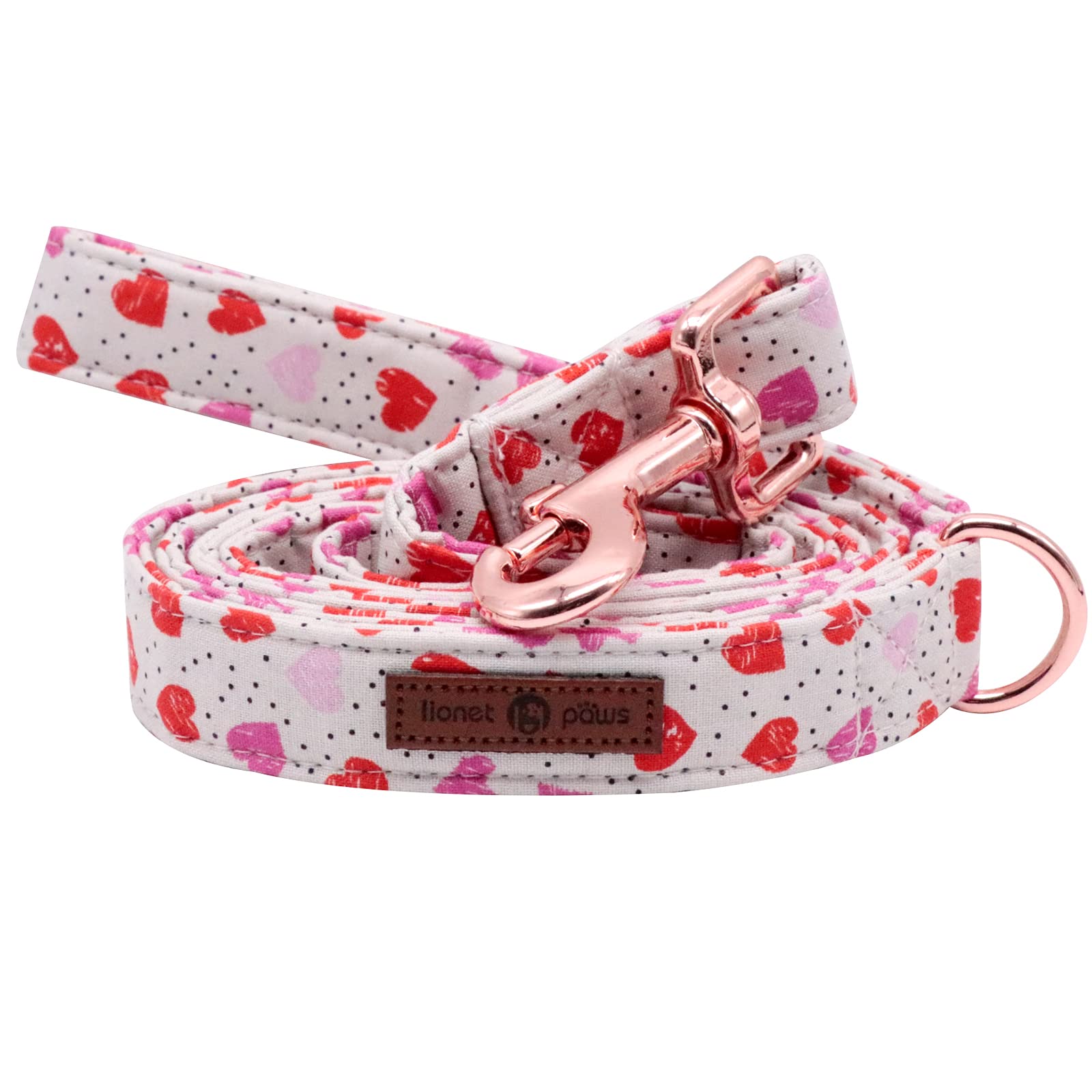 Lionet Paws Valentine'S Day Dog Leash And Matching Collar For Small, Medium, Large Dogs