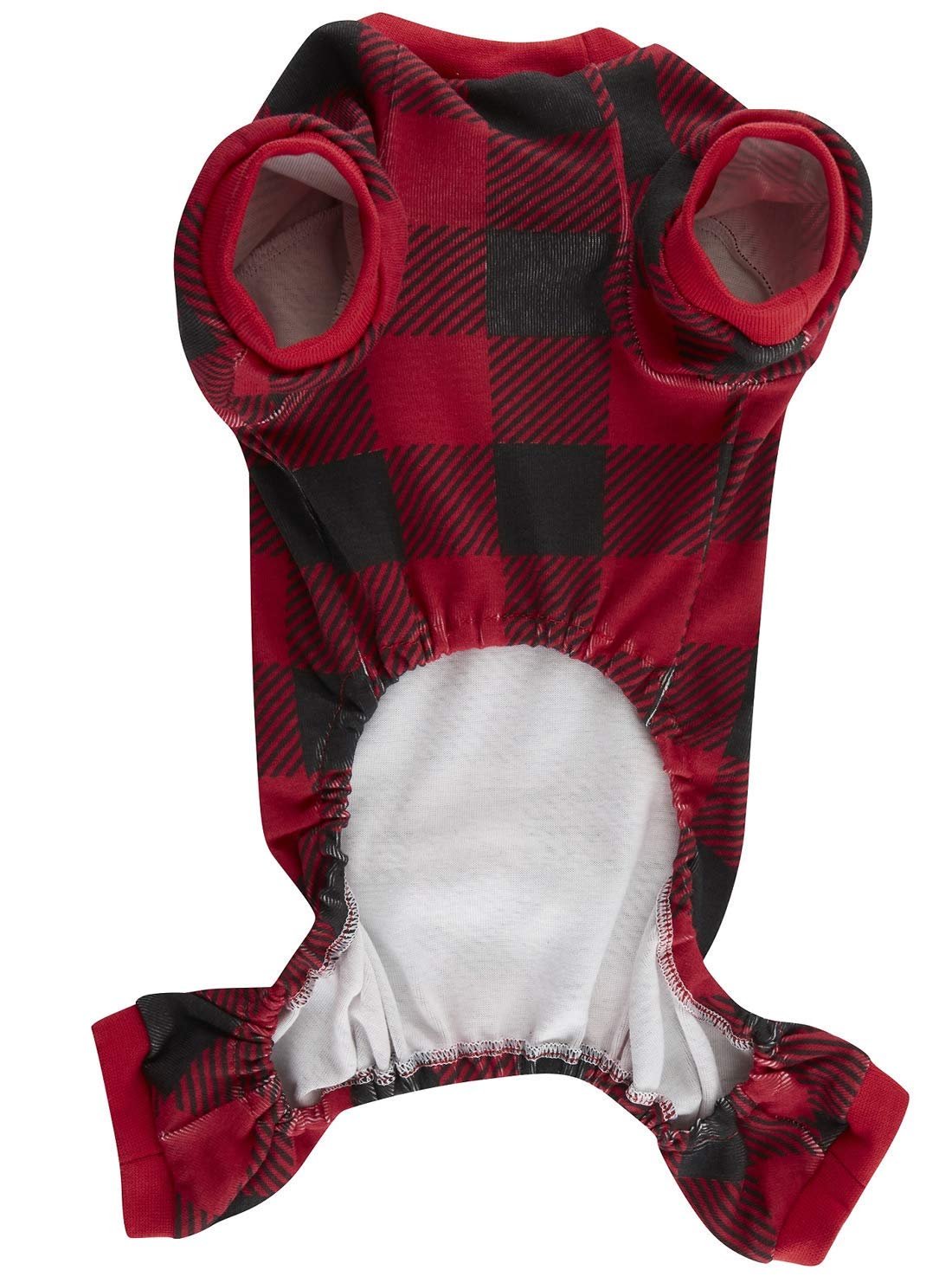 Red Plaid Christmas Clothes For Dogs Baffulo Pajamas Onesie Pjs For Pet Back Length 12'' Small