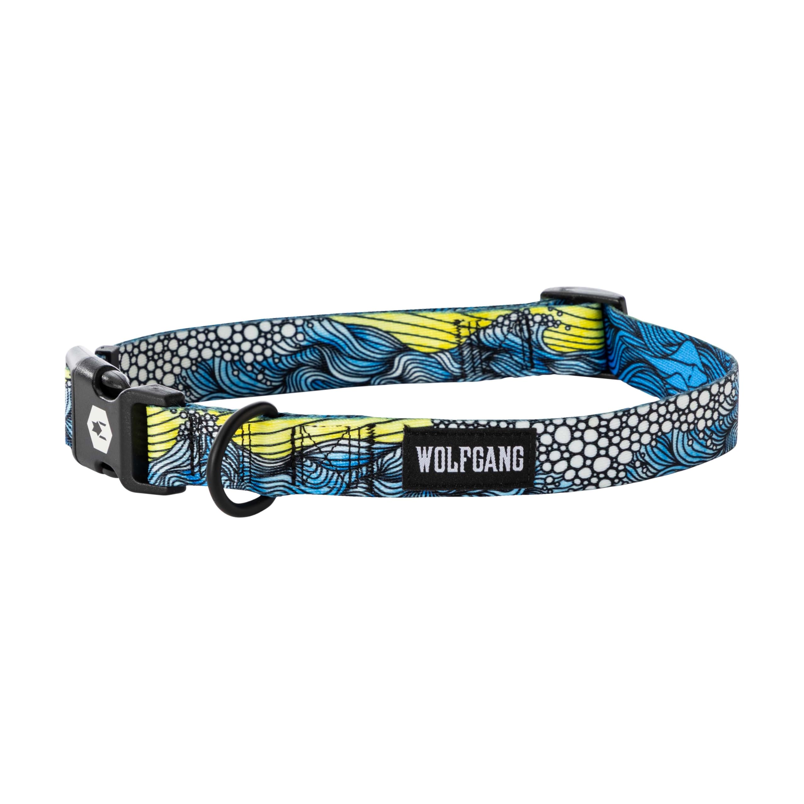 Wolfgang Heavy Duty, Adjustable Dog Collar With Quick Release Nylon Buckle For Walking & Training, Dawnpatrol Print, Large
