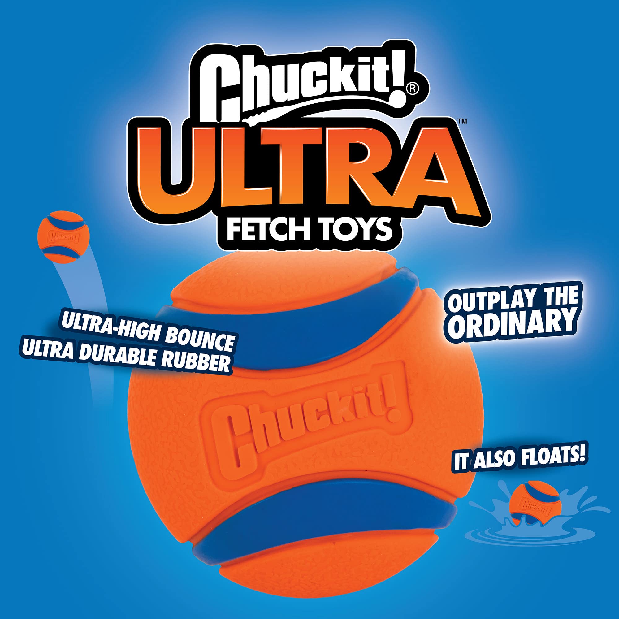 Chuckit! Ultra Ball Dog Toy Bundle - Medium 8-Pack, Durable Rubber Fetch Balls for Dogs 20-60 lbs, Interactive Bouncy Toys, Ultra Color