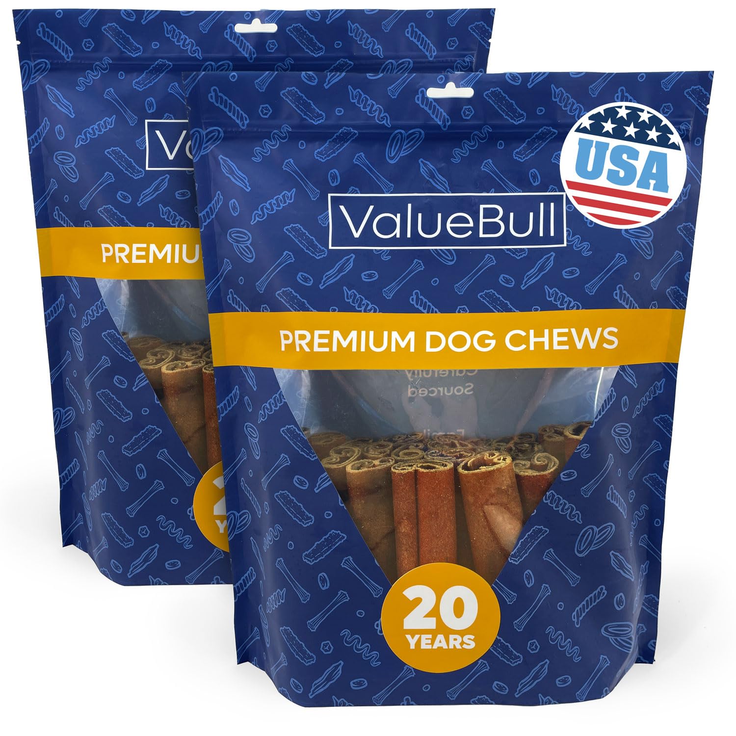ValueBull USA Collagen Sticks for Dogs, 6 Inch Super Jumbo Chews, Natural Long-Lasting Dog Treats, 50 Count - Promotes Joint, Sk