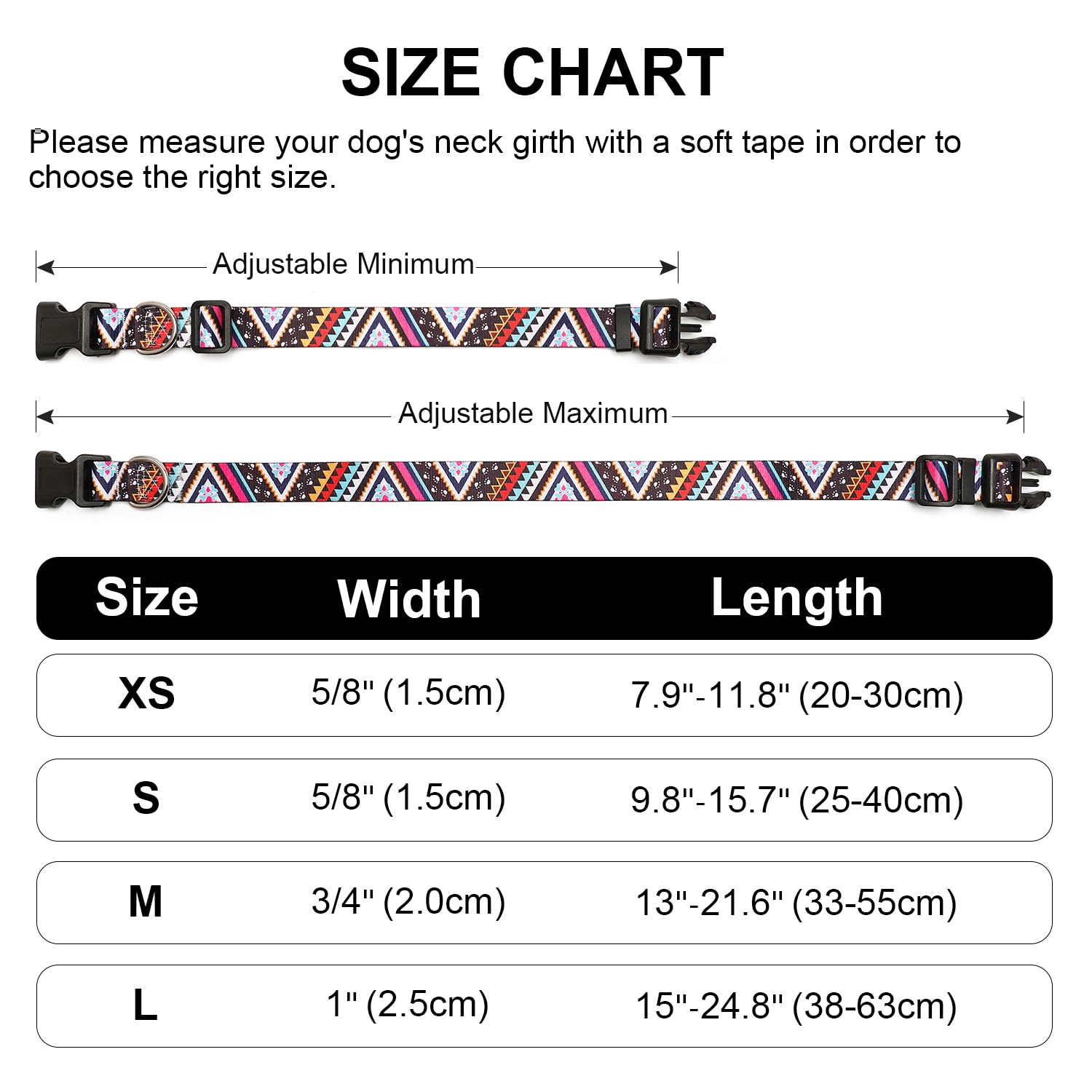 Mercano Adjustable Dog Collar - Special Design Patterns, Soft Nylon Comfortable Durable Pet Collar For Small Medium Large Dogs (L, Ethnic Pink)