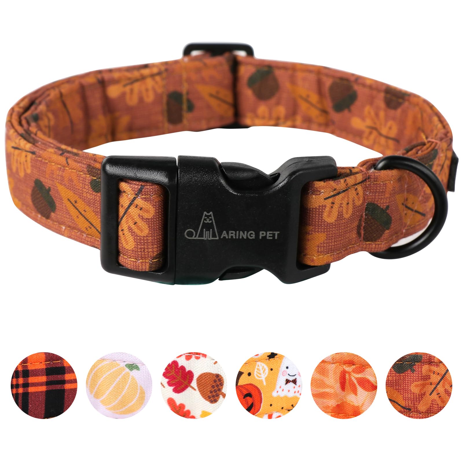 Aring Pet Fall Dog Collar-Cute Orange Dog Collar For Small Dogs, Cotton Lightweight Dog Collars With Quick Release Buckle For Sm