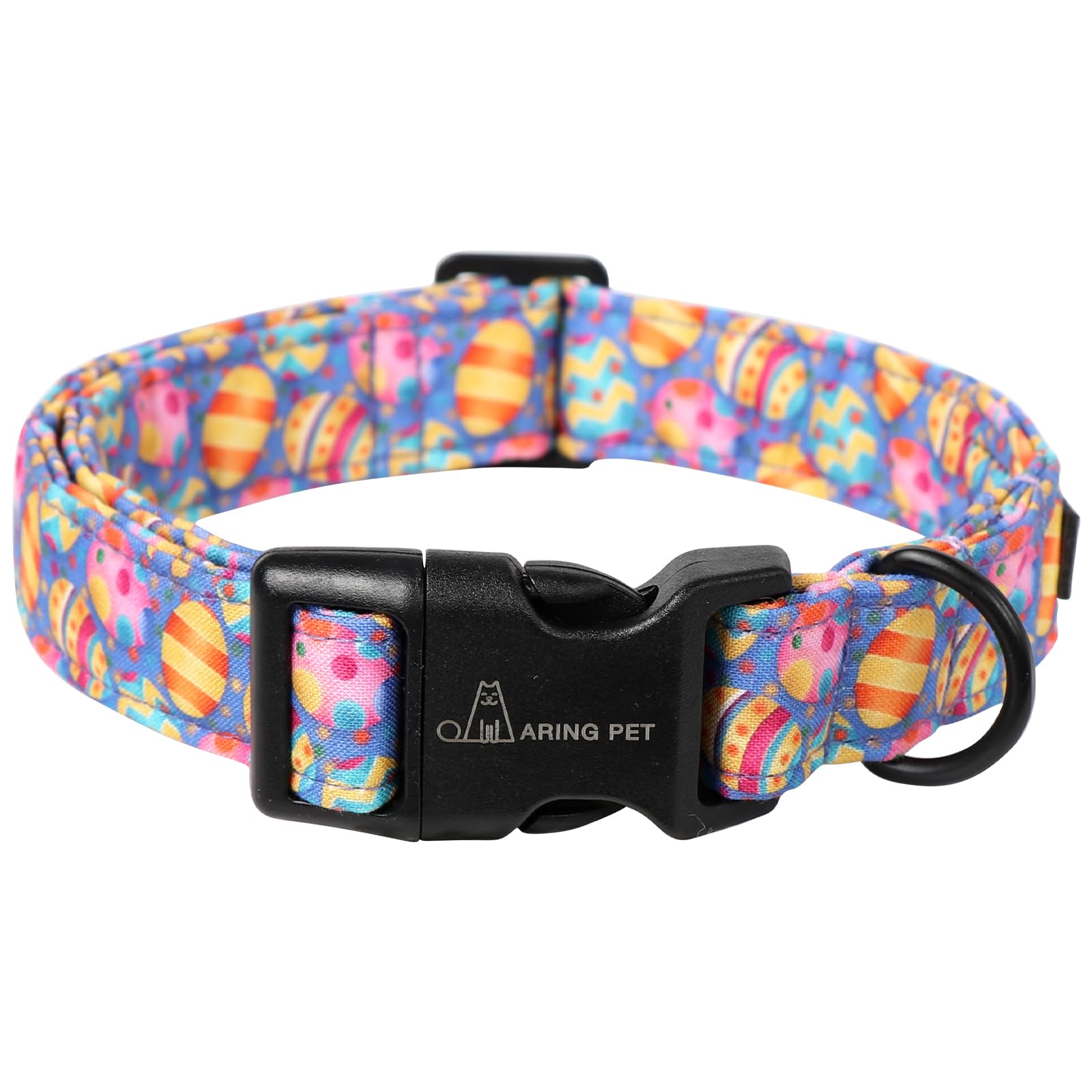 Aring Pet Cute Dog Collar With Easter Eggs, Adjustable Cotton Purple Collar For Puppies With Quick Release Buckle