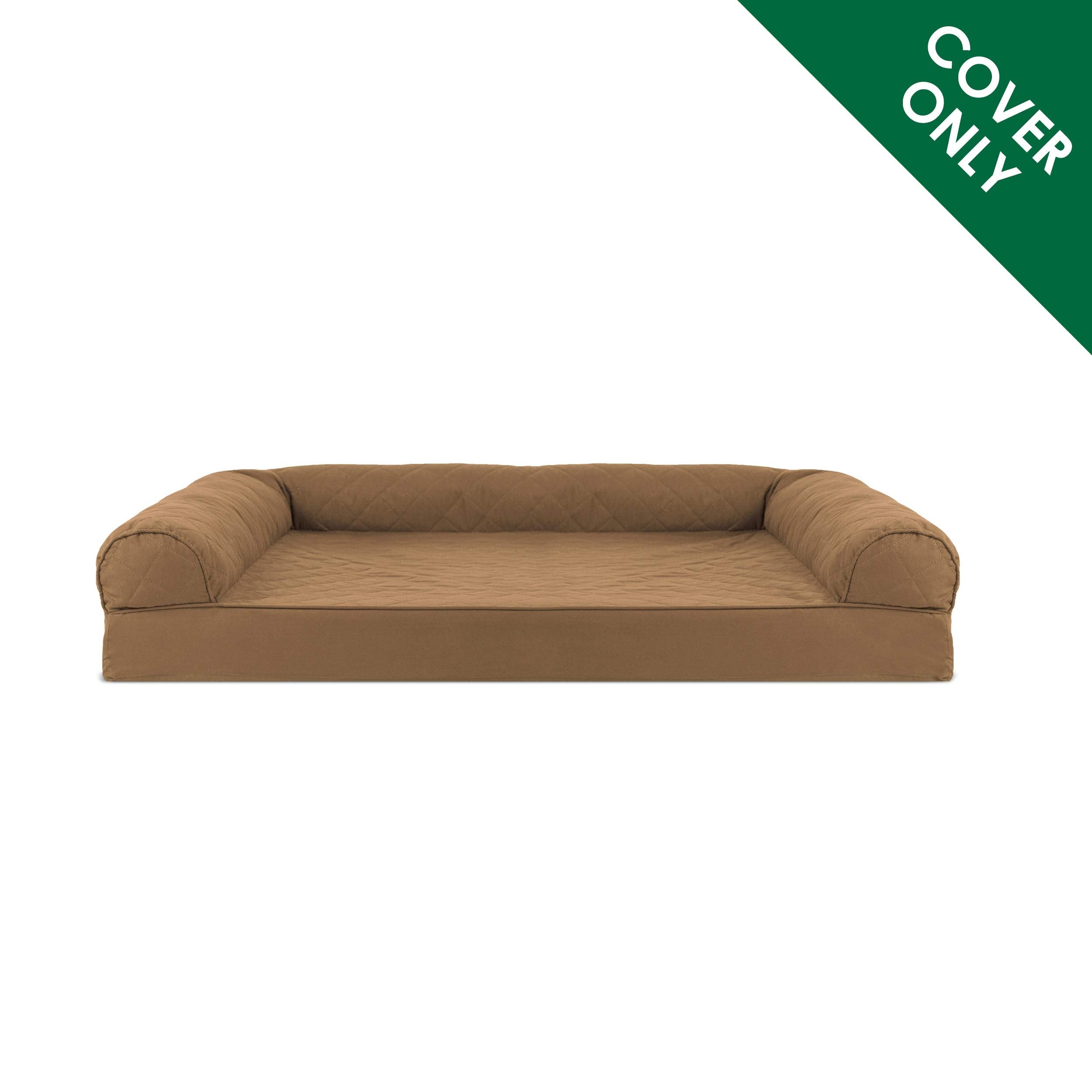 Furhaven Replacement Dog Bed Cover Quilted Sofa-Style, Machine Washable - Toasted Brown, Jumbo (X-Large)