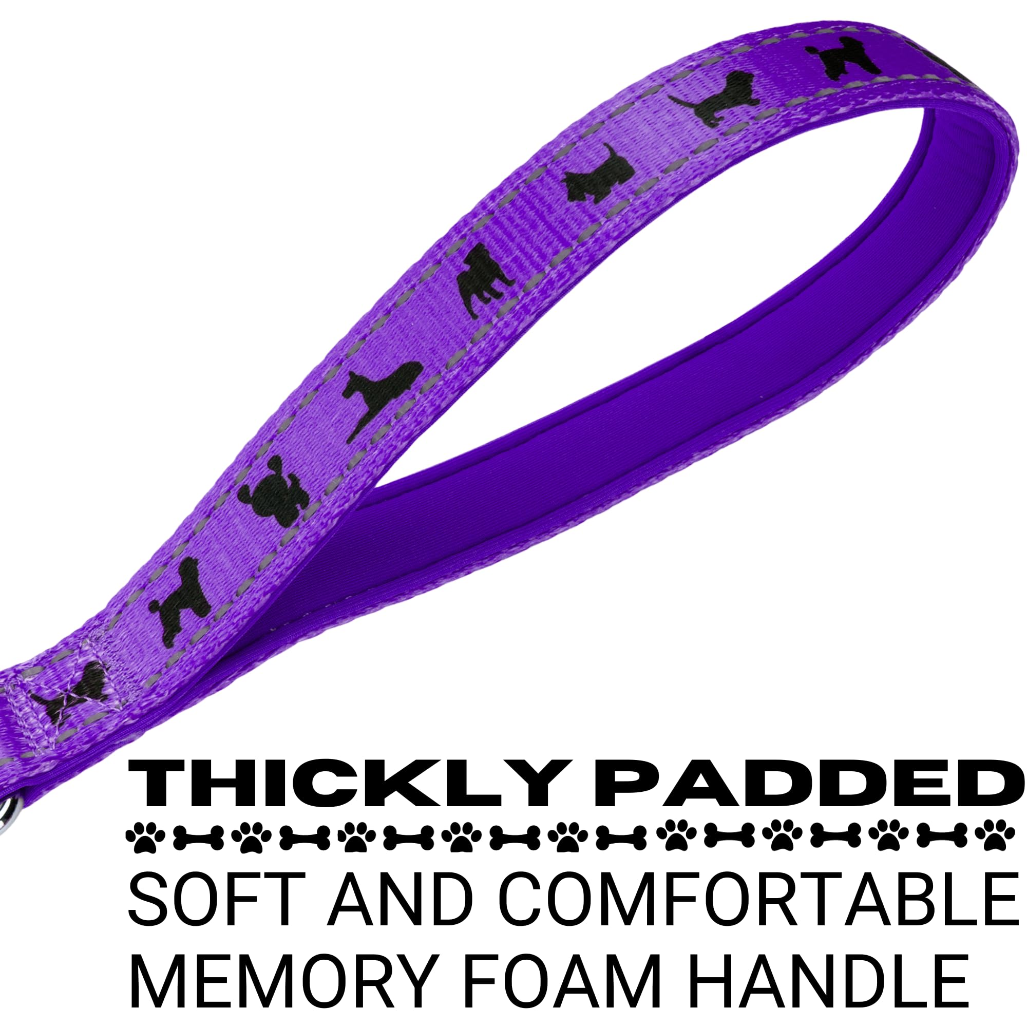 Ecobark Dog Leash - 4 Ft / 5 Ft / 6 Ft Reflective Dog Leash- Eco-Bright Dog Leashes With Padded Handle - Strong Heavy Duty Dog Leash - Nylon Dog Leash For Small And Medium Dogs (Purple Dog Leash)
