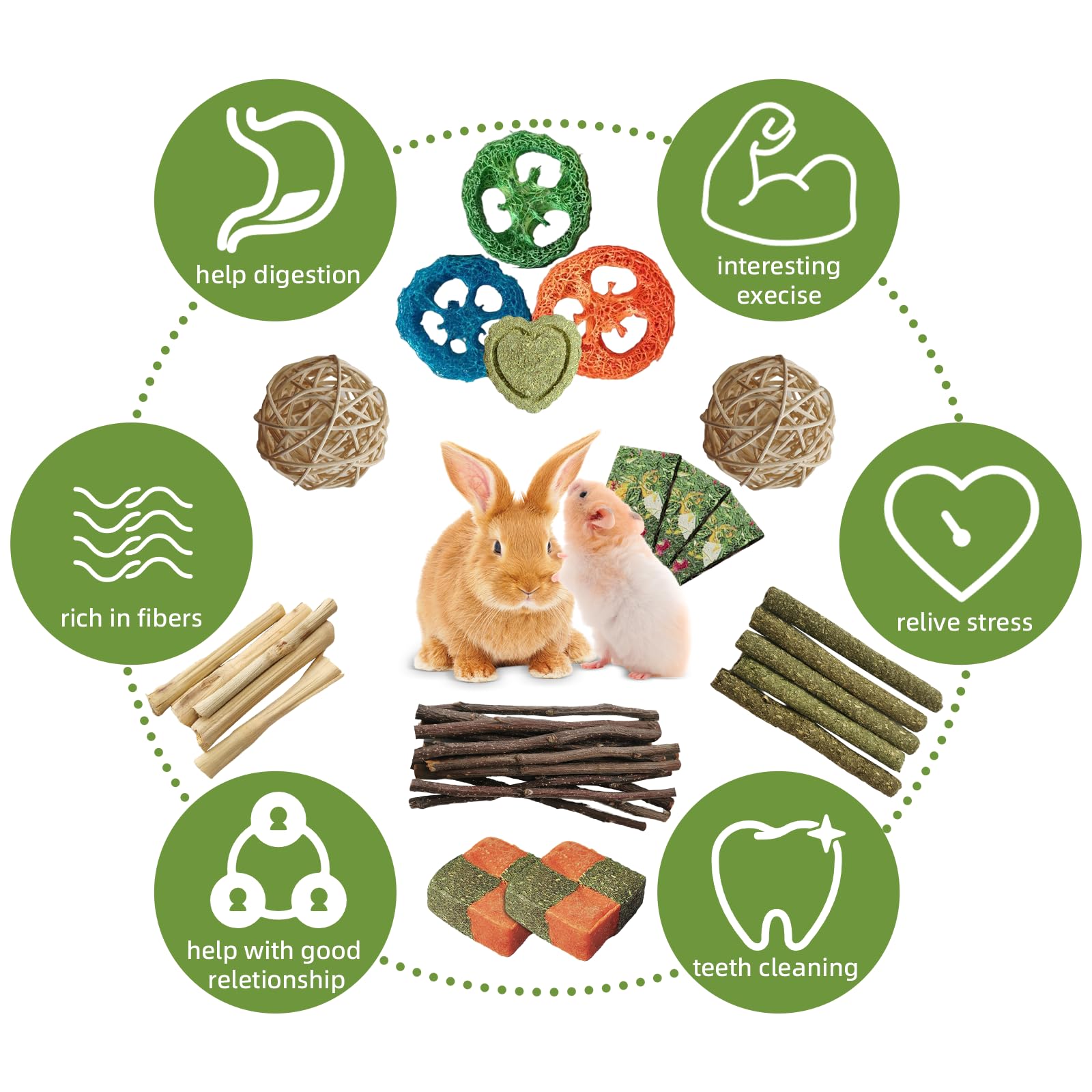 Tyotrbs 50-60Pcs Natural Rabbit Chew Toys, Apple Sticks For Rabbits Rabbit Treats, Guinea Pig Toys Hamster Treats, Timothy Stick