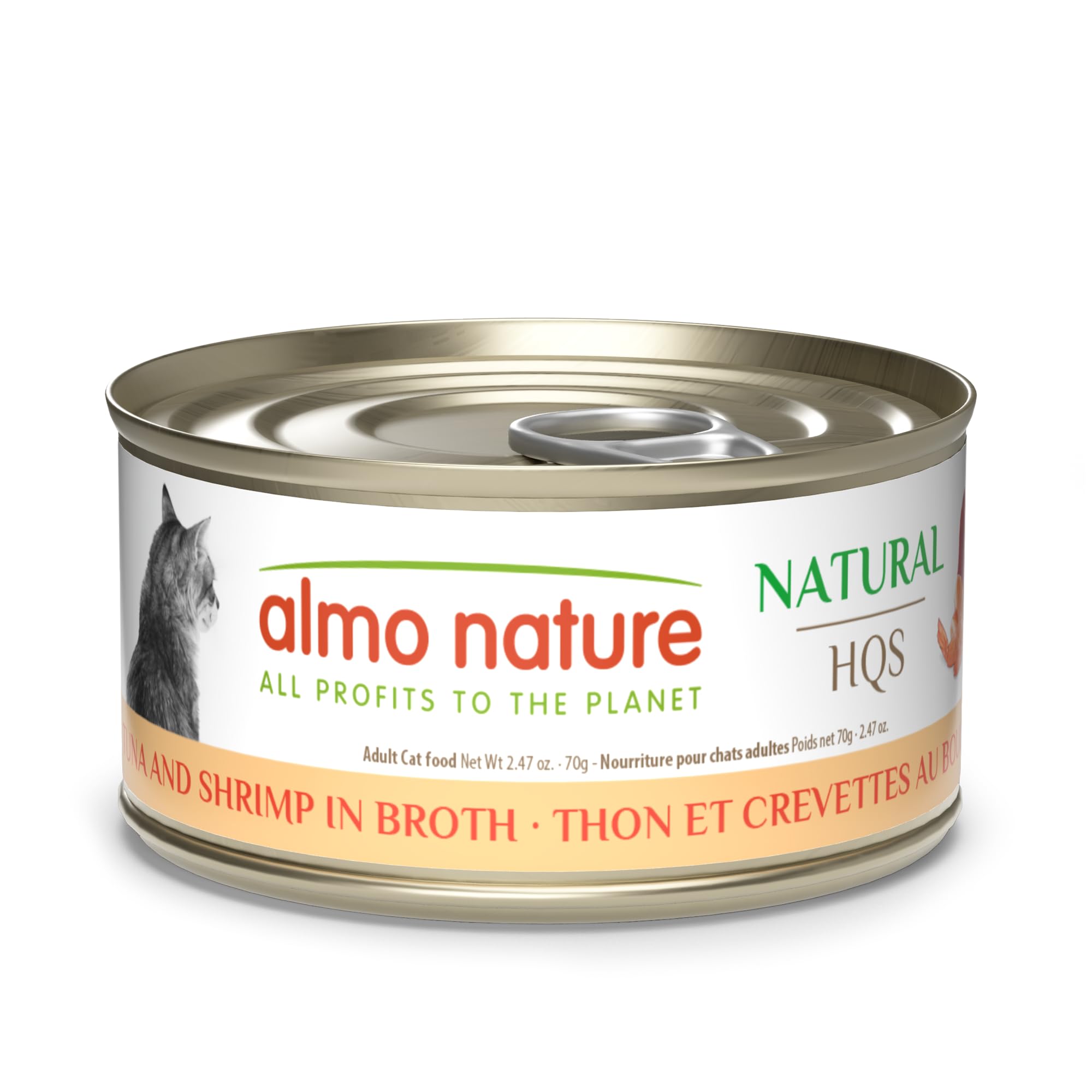 almo nature HQS Natural Wet Cat Food Tuna and Shrimp in Broth, Grain-Free, 2.47 oz (Pack of 24)