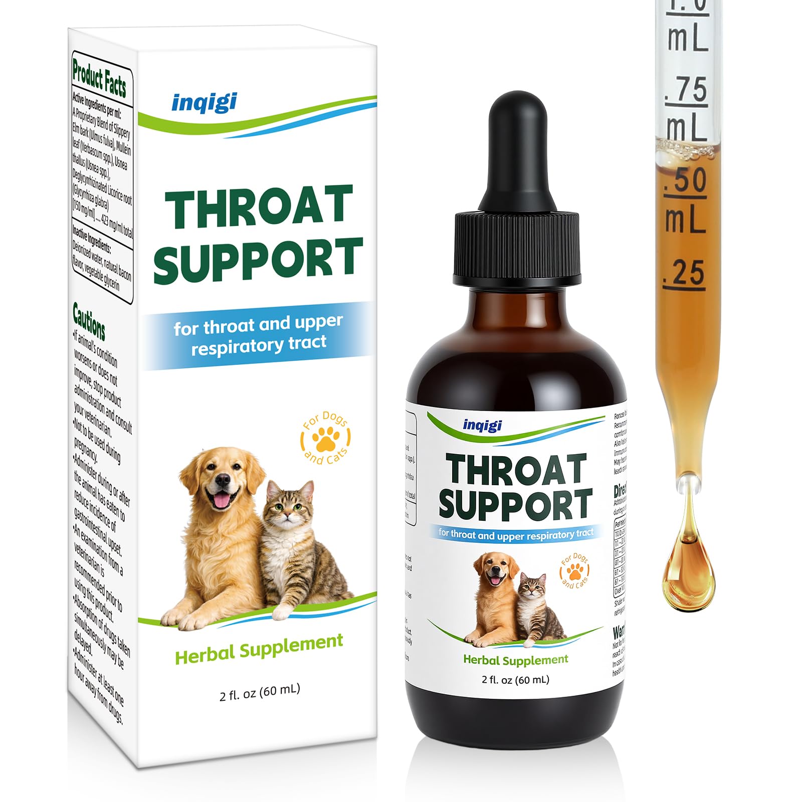 Throat Support for Dogs - Trachea & Respiratory Support Drops for Collapsed Trachea, Occasional Cough & Throat Discomfort - Slip