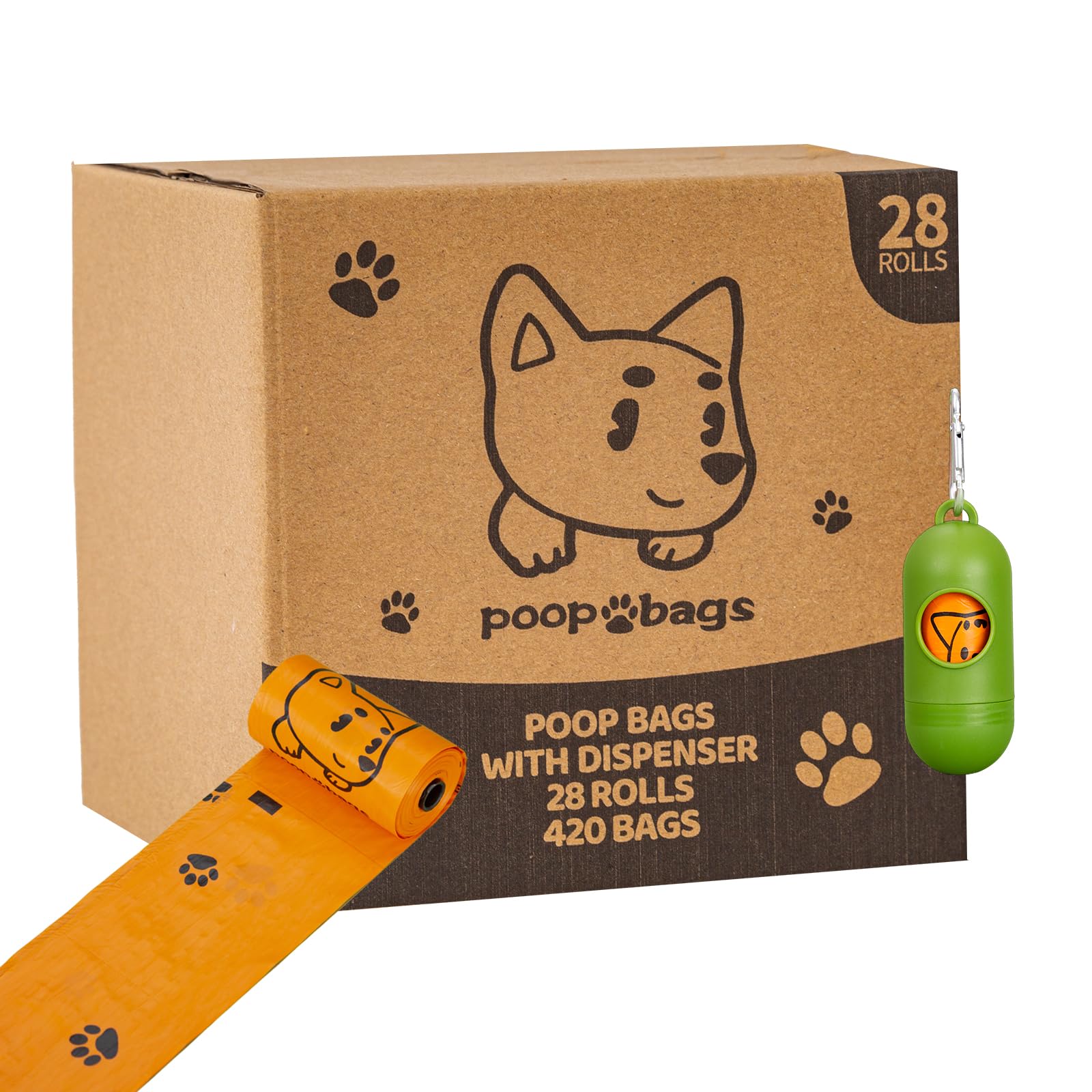 Lesibag Dog Poop Bags Rolls With Dispenser, Strong And Leak-Proof Waste Bags For Pets, Floral Scented, 420 Count (28 Packs Of 15