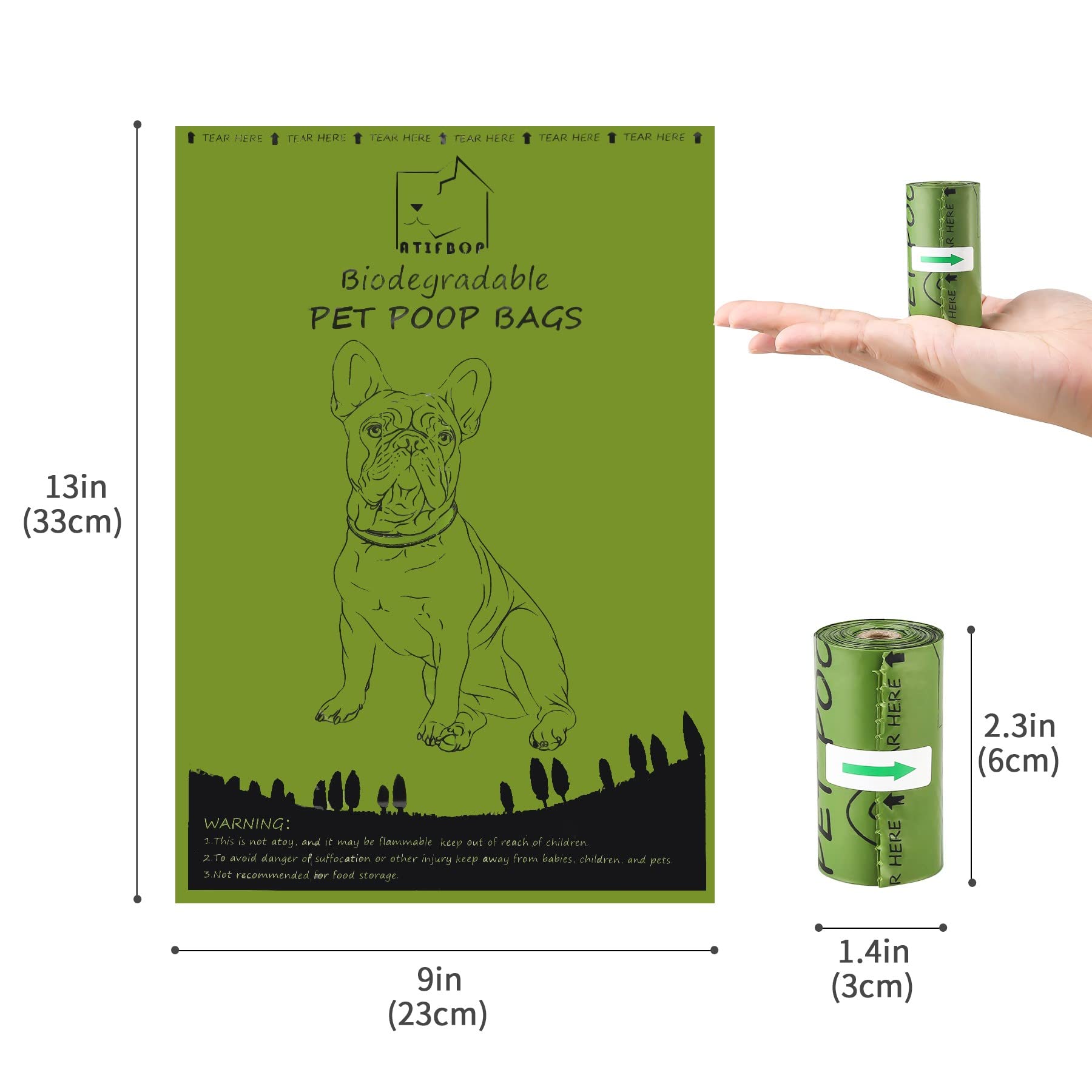Atifbop Biodegradable Dog Poop Bags 150 Counts 10 Rolls With One Free Dispenser, Thicken And Earth-Friendly Dog Poop Bag Holder (Scented)