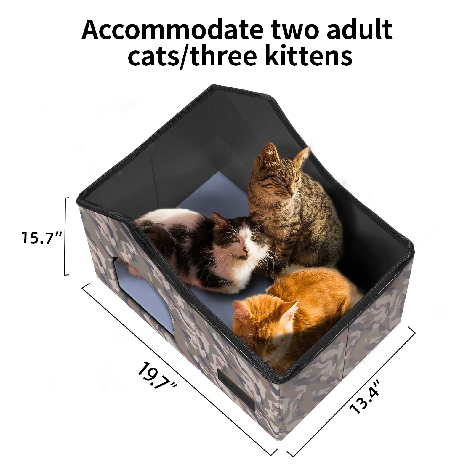 Outdoor Cat House-Large Weatherproof Cat Houses For Outdoor/Indoor Cats Feral Cats Shelter With Soft Mat (Camo)