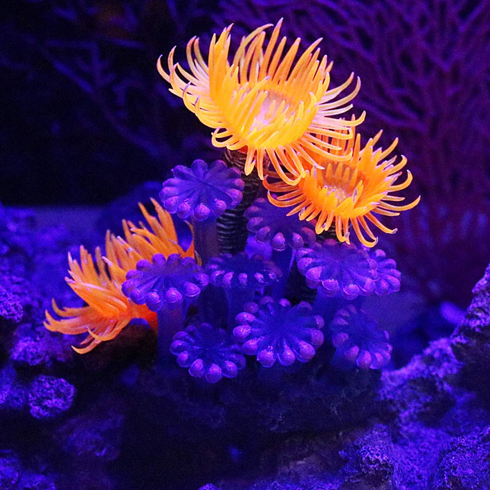Topincn Artificial Coral, Simulation Plant Luminous Silicone Coral Sea Anemone For Fish Tank Landscape Decoration Aquarium Ornam