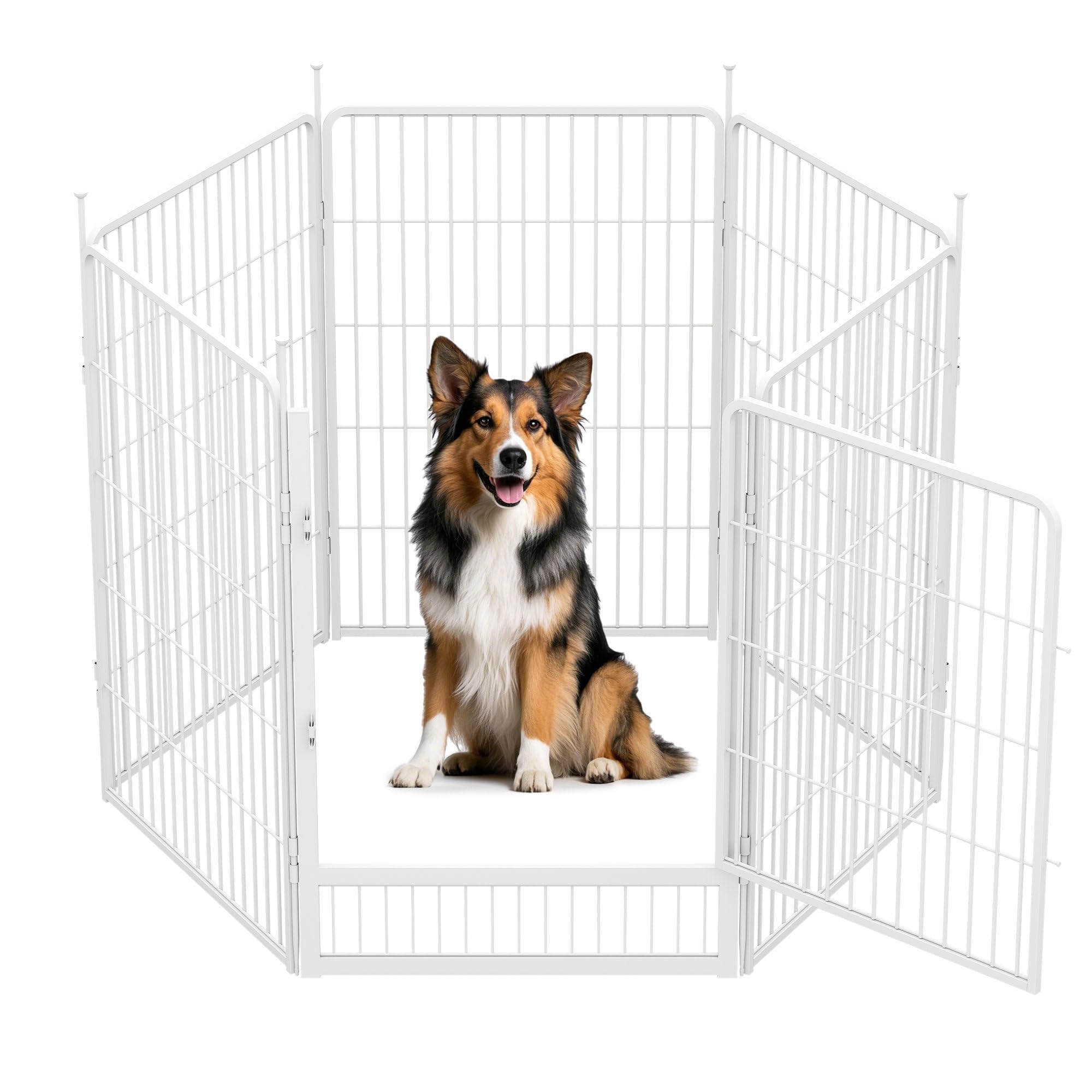 Sunsgrove Indoor Dog Playpen With Wider Door, 40 Inch 6 Panels Non Slip Dog Pen Indoor, Anti Rust Dog Fence, Free And Safe Play,