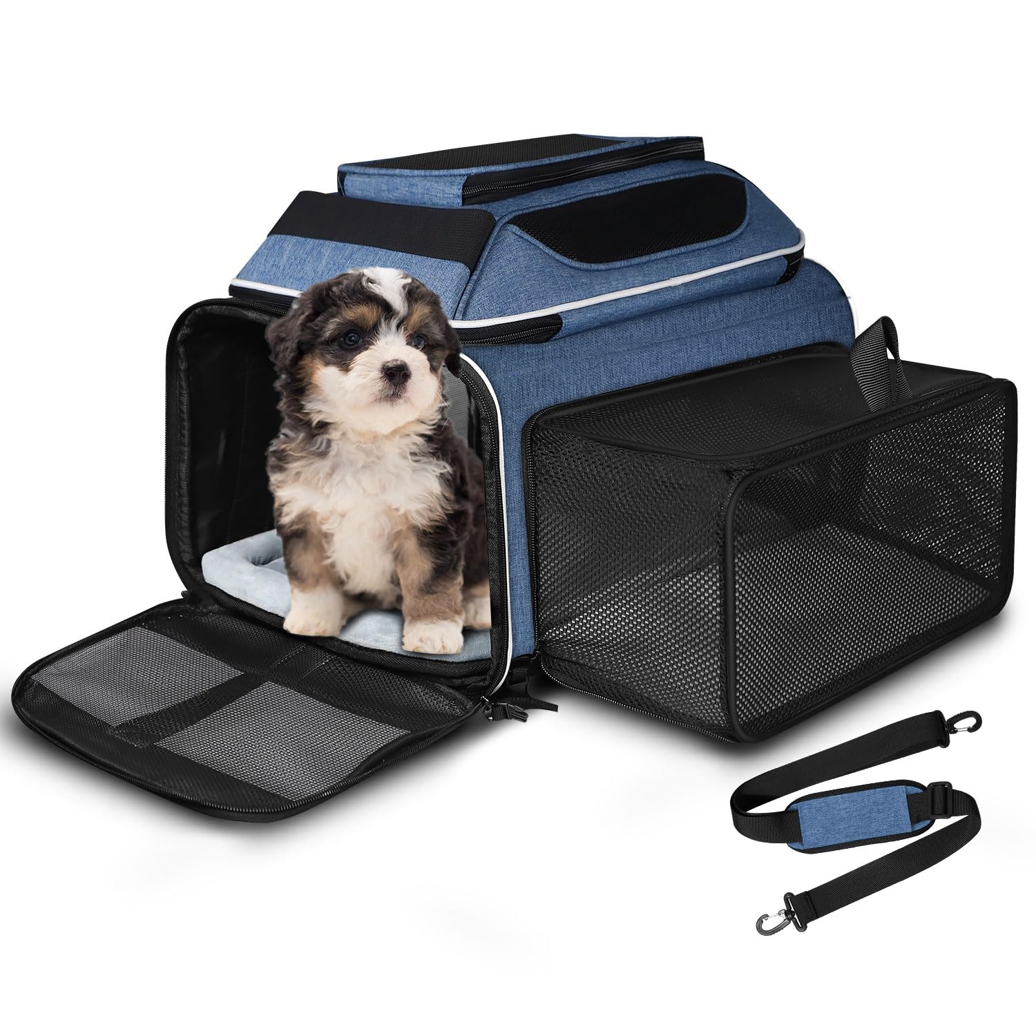 Petskd Top and Side Expandable Pet Carrier 18x11x11 Inches Delta United Airline Approved, Soft-Sided Carrier for Small Cats and 