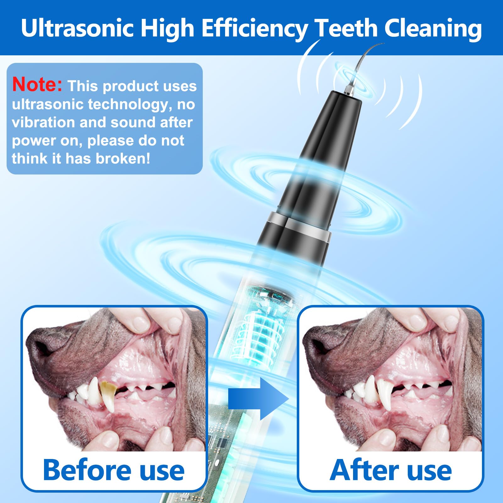 Ni-SHEN Dog Plaque Remover for Teeth,Pet Ultrasonic Tooth Cleaner,Teeth Cleaning Kit -Tartar Remover for Teeth Stains for Dogs a