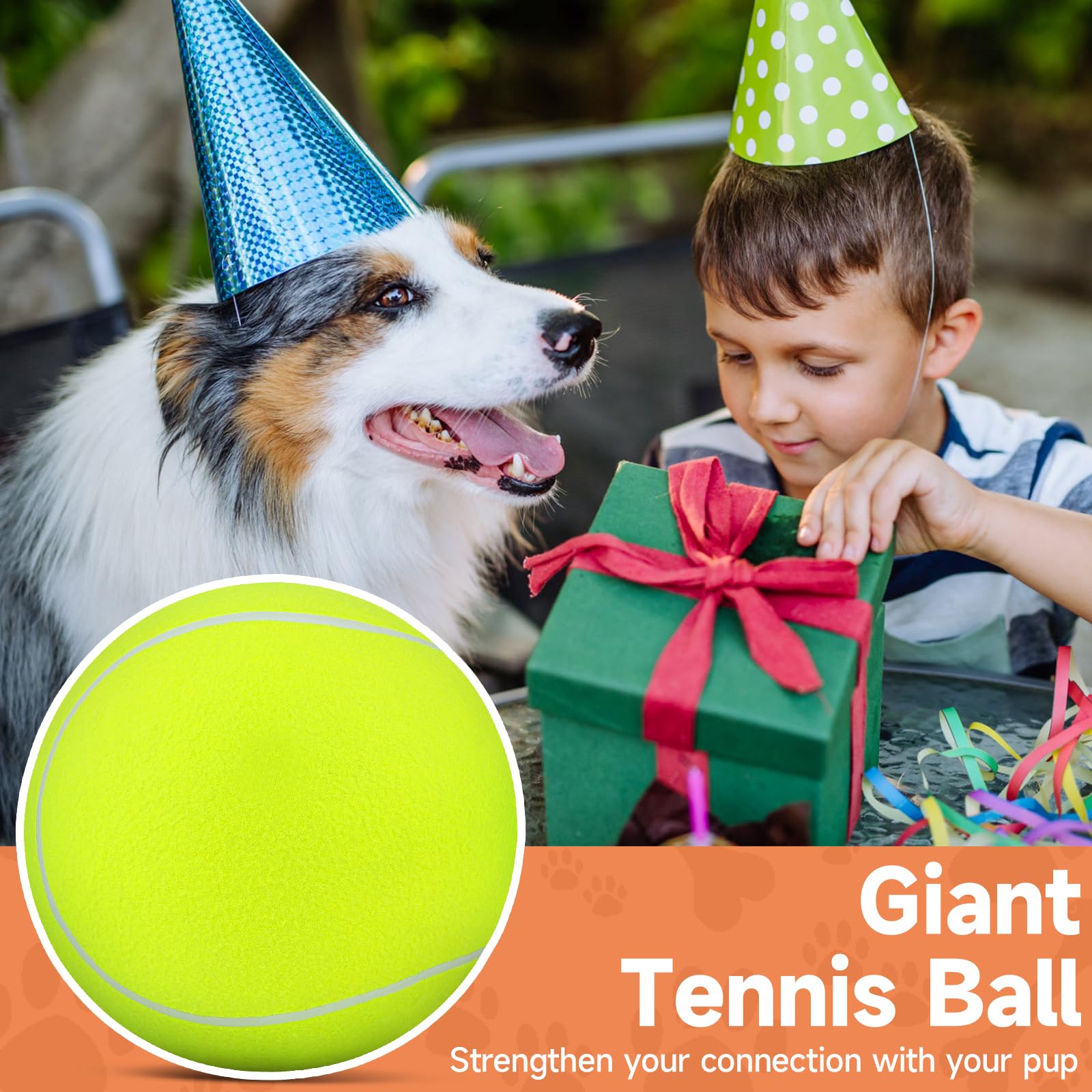 QDAN Giant Large Tennis Ball for Dogs: 9.5'' Big Balls for Dog for Outdoor Play, Big Tennis Ball Dogs Toy, Tennis Ball for Small