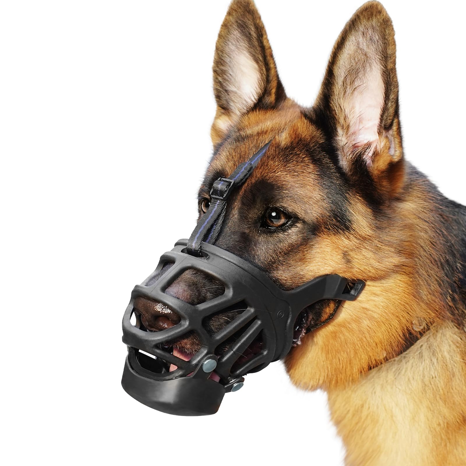 Barkless Basket Muzzle For Medium Dogs, Humane Muzzle To Prevent Biting And Scavenging, Snap-On Treat Cover Helps Dogs Acclimati