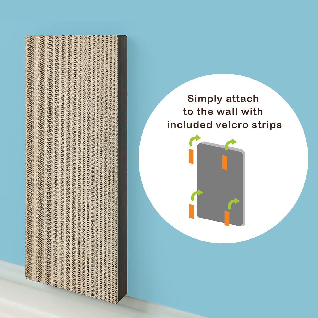 Way Basics Premium Cat Scratcher Wall Mounted Scratch Pad (Free Silvervine Organic Catnip)