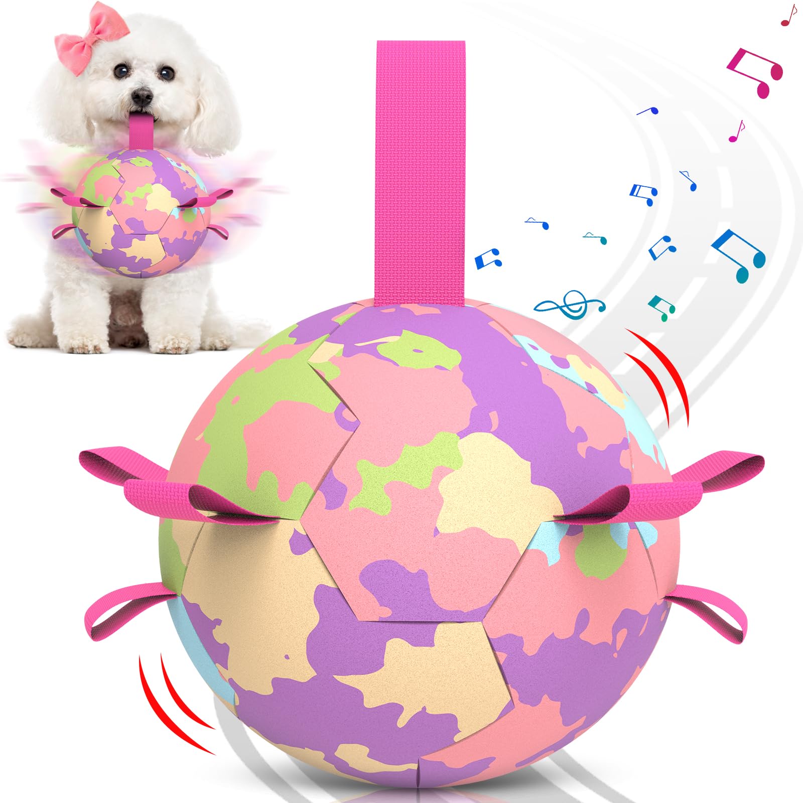Qdan Interactive Dog Toys Soccer Ball: Bouncing Ball For Dogs, Jumping Dog Balls With Recording And Music Modes, Puppy Birthday 