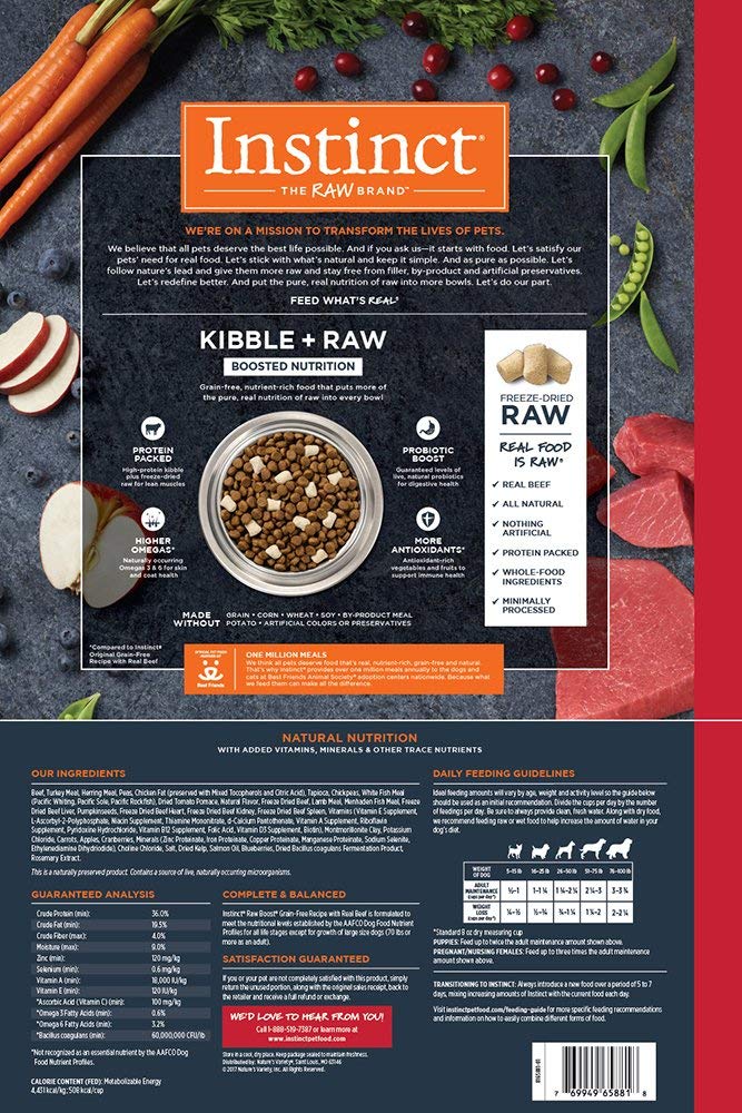 Instinct Raw Boost Grain Free Recipe with Real Beef Natural Dry Dog Food, 10 lb. Bag