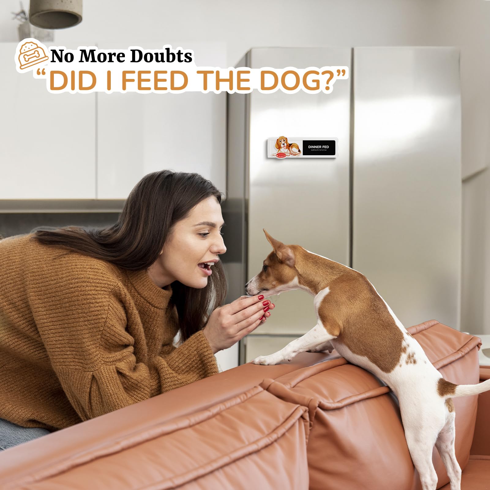 JOZidea Dog Fed Sign, Dog Feeding Reminder for Breakfast Dinner Fed, Pet Magnets and Adhesive Sticker Option of AM PM Pet Feedin