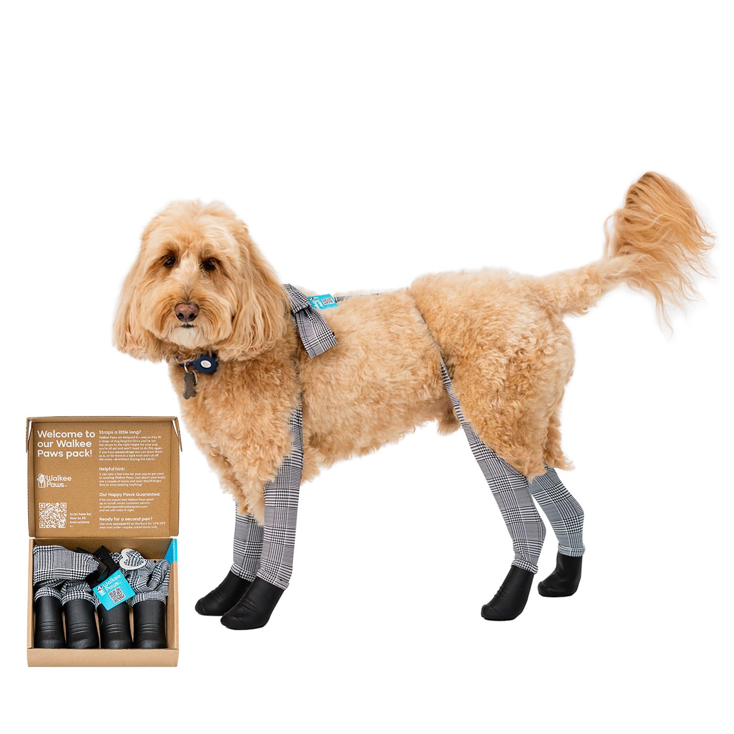 Walkee Paws New Deluxe Easy-On Dog Boot Leggings, Seen On Shark Tank, Protects From Winter, Cold, Wet & Snow, Allergens & Chemicals, Never Lose A Boot Shoe Or Sock Again (Classic, Small/Medium)