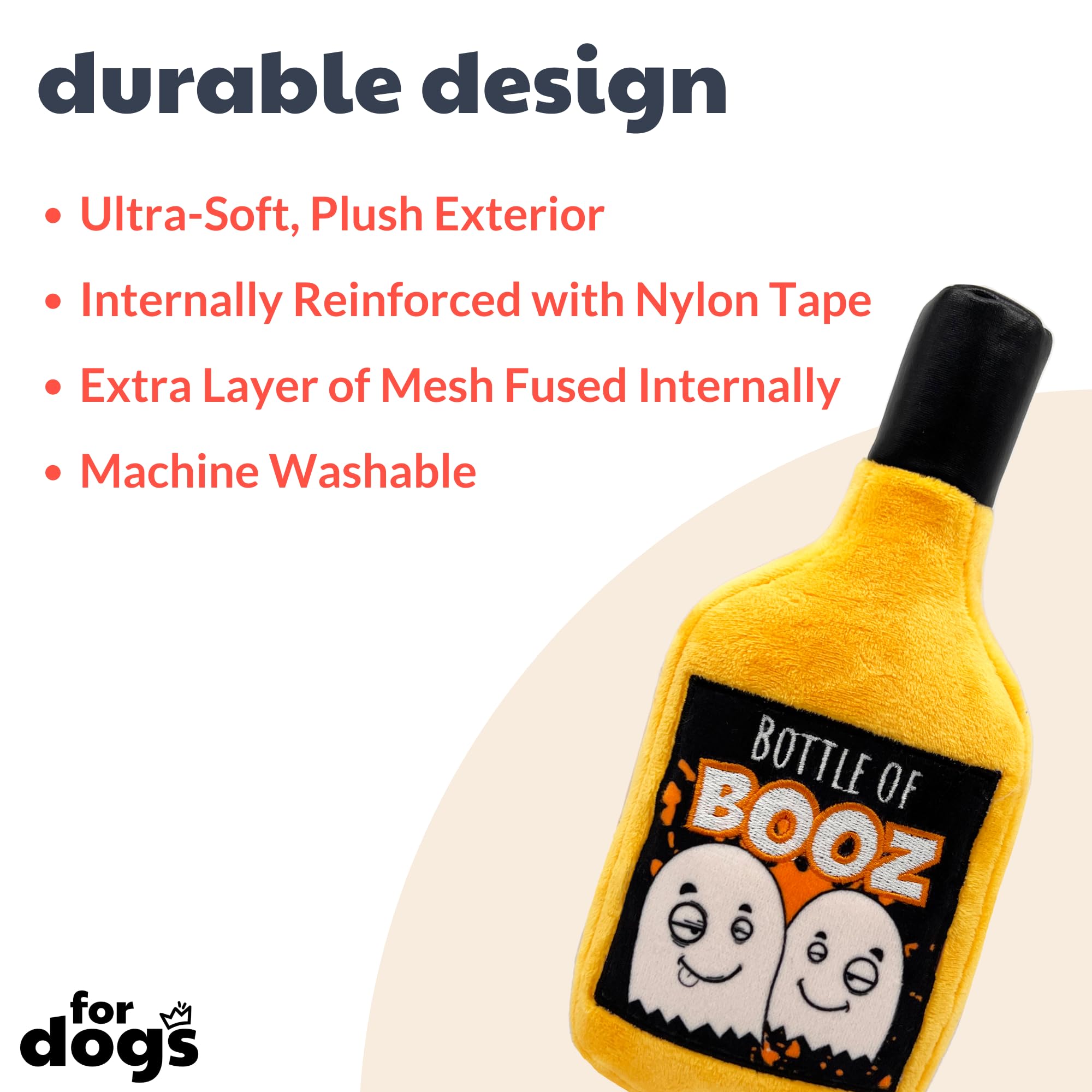 Huxley & Kent For Dogs | Bottle Of Booz | Halloween Funny Dog Toy | Power Plush Dog Toy With Squeaker | Dog Gift | Fun, Durable, And Safe | H&K Squeaky Dog Toy