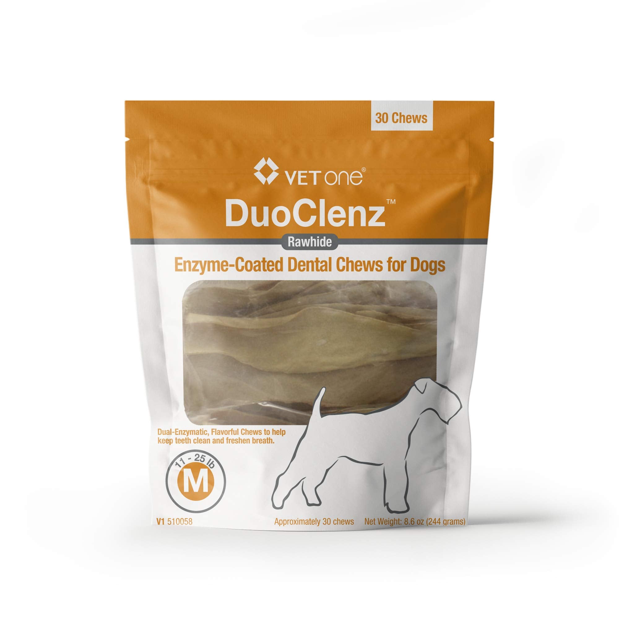 vetone DuoClenz Enzyme Coated Dental Chews for Medium Size Dogs 30 Count