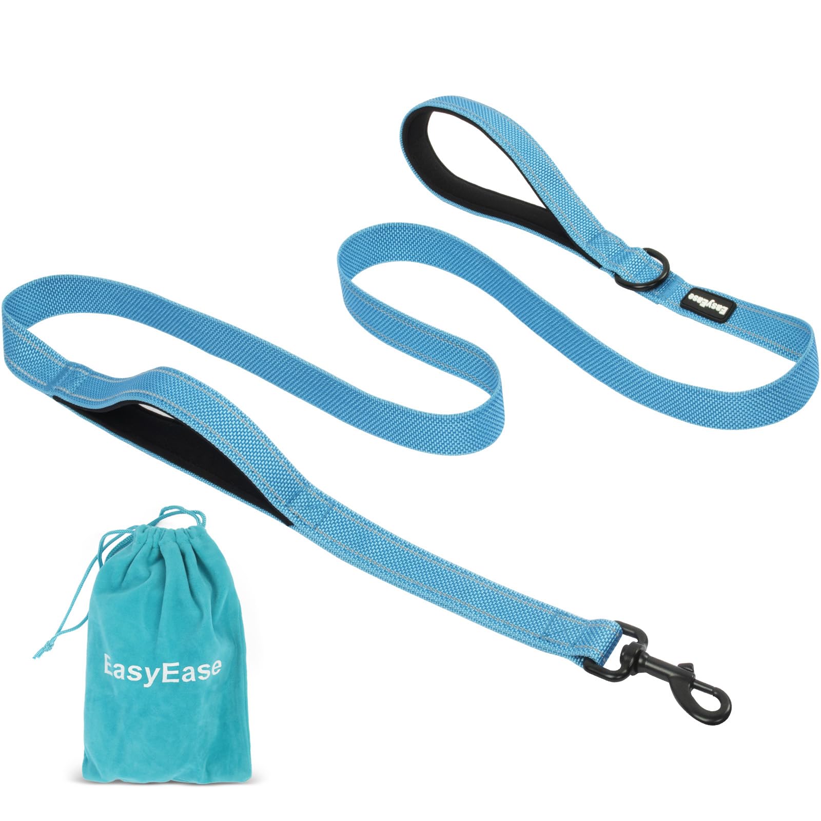 Easyease Dog Leash With 2 Comfortable Soft Padded Handles Reflective Heavy Duty Pet Dog Walking Leashes 6Ft Blue Durable Dog Tra
