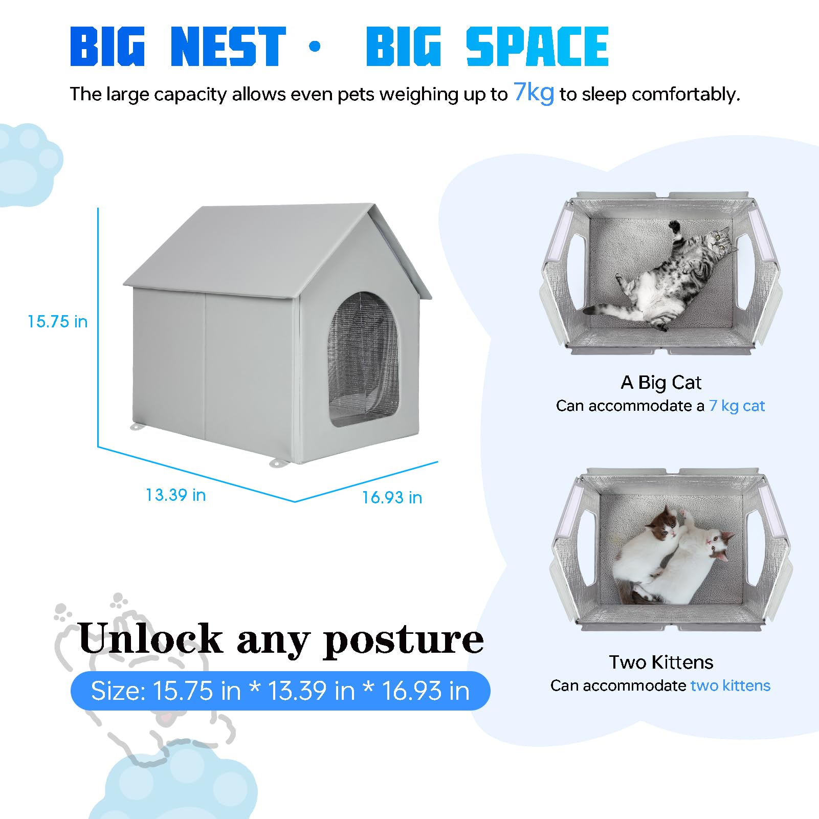Outdoor Cat House Waterproof, Insulated Cat House With Removable Mat Outside, Outdoor Cat Shelter For Feral In Winter, Quick & E